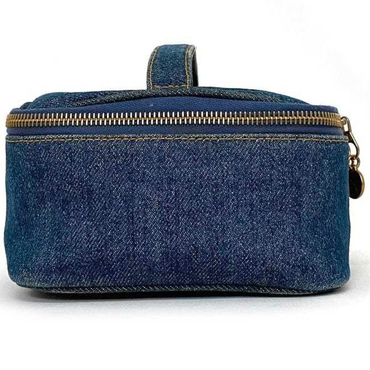 Chanel Denim Denim Leather Handbag Pouch Vanity Bag (Pre-Owned)