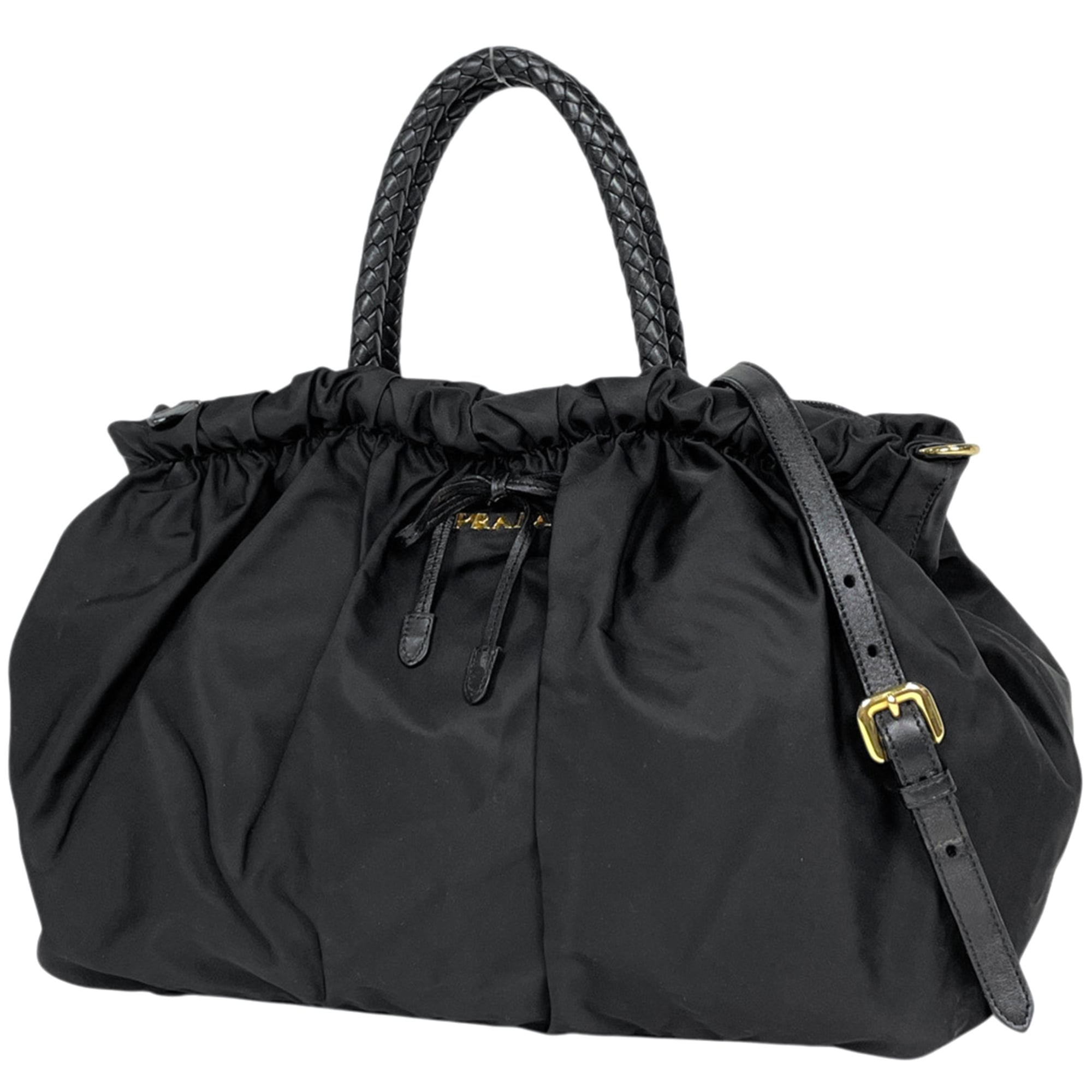Prada Black Nylon Leather Handbag (Pre-Owned)
