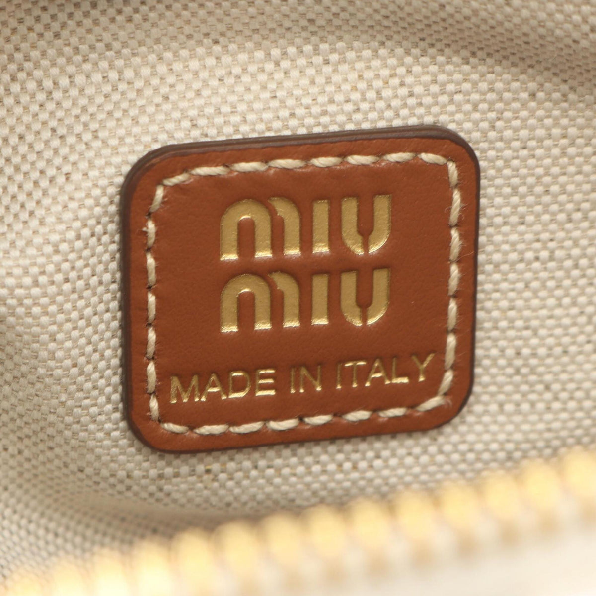 Miu Miu Brown Navy White Canvas Leather Handbag (Pre-Owned)