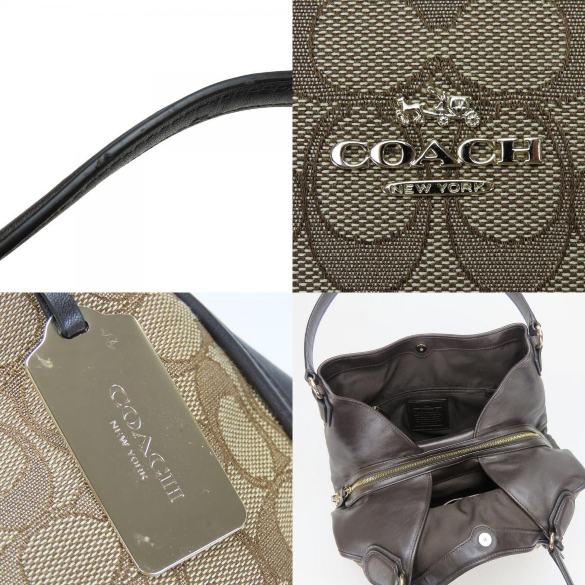 Coach Brown Dark Brown Canvas Leather Tote Bag (Pre-Owned)