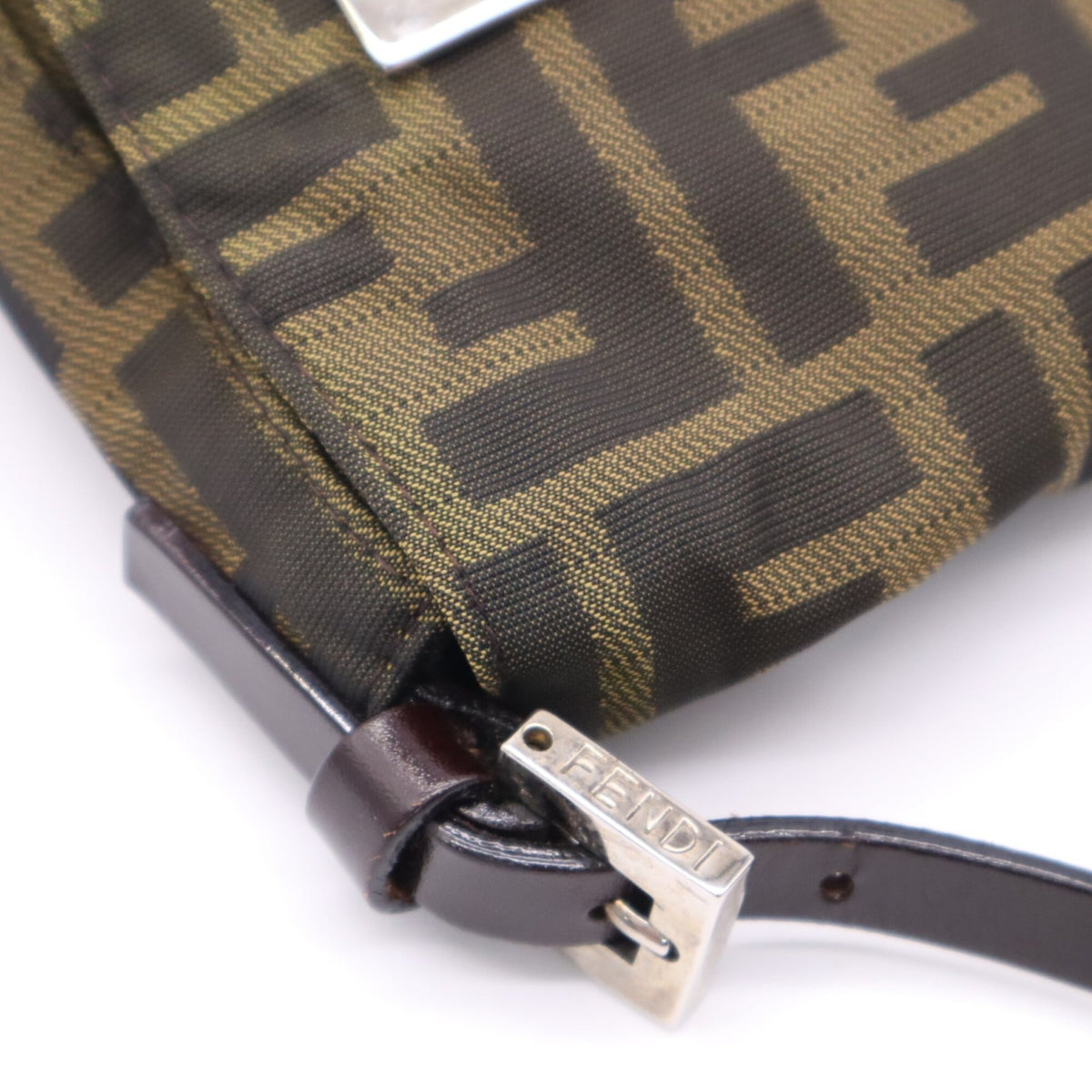 Fendi Zucca Brown Canvas Leather Shoulder Bag (Pre-Owned)