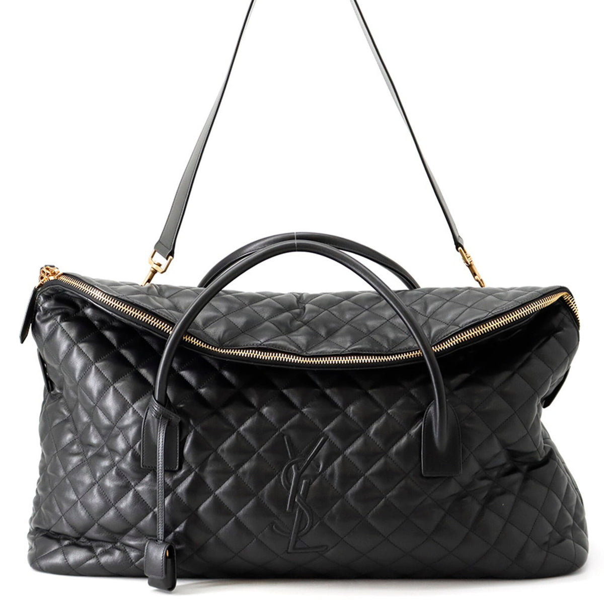 Giant Black Leather Boston Bag Handbag (Pre-Owned)
