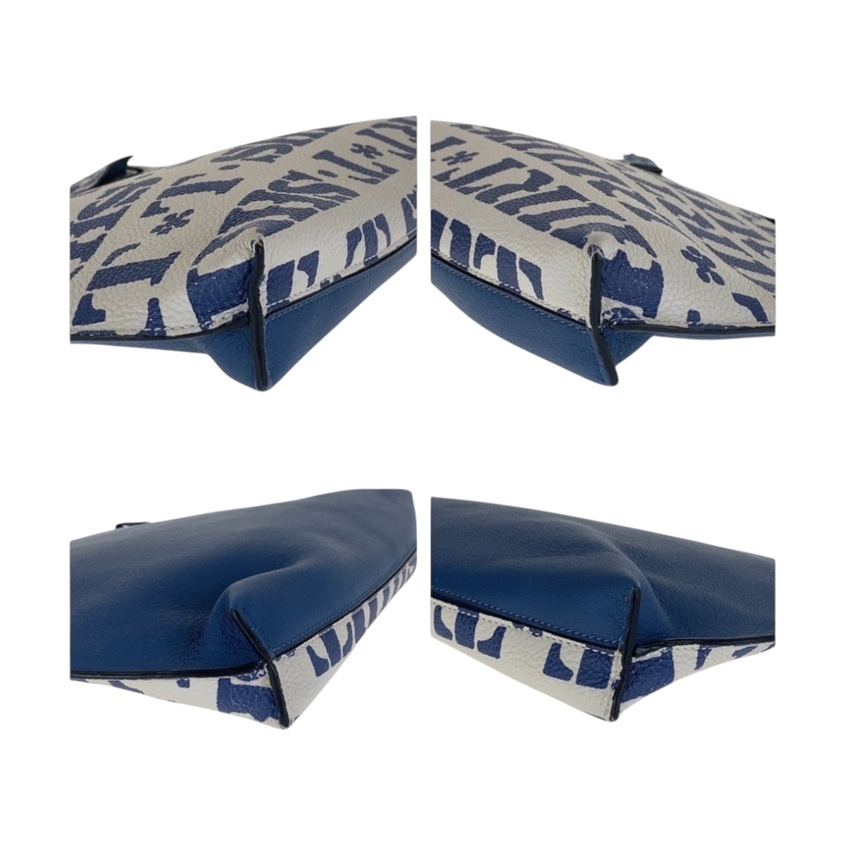 Loewe Blue White Leather Clutch Bag Pouch (Pre-Owned)