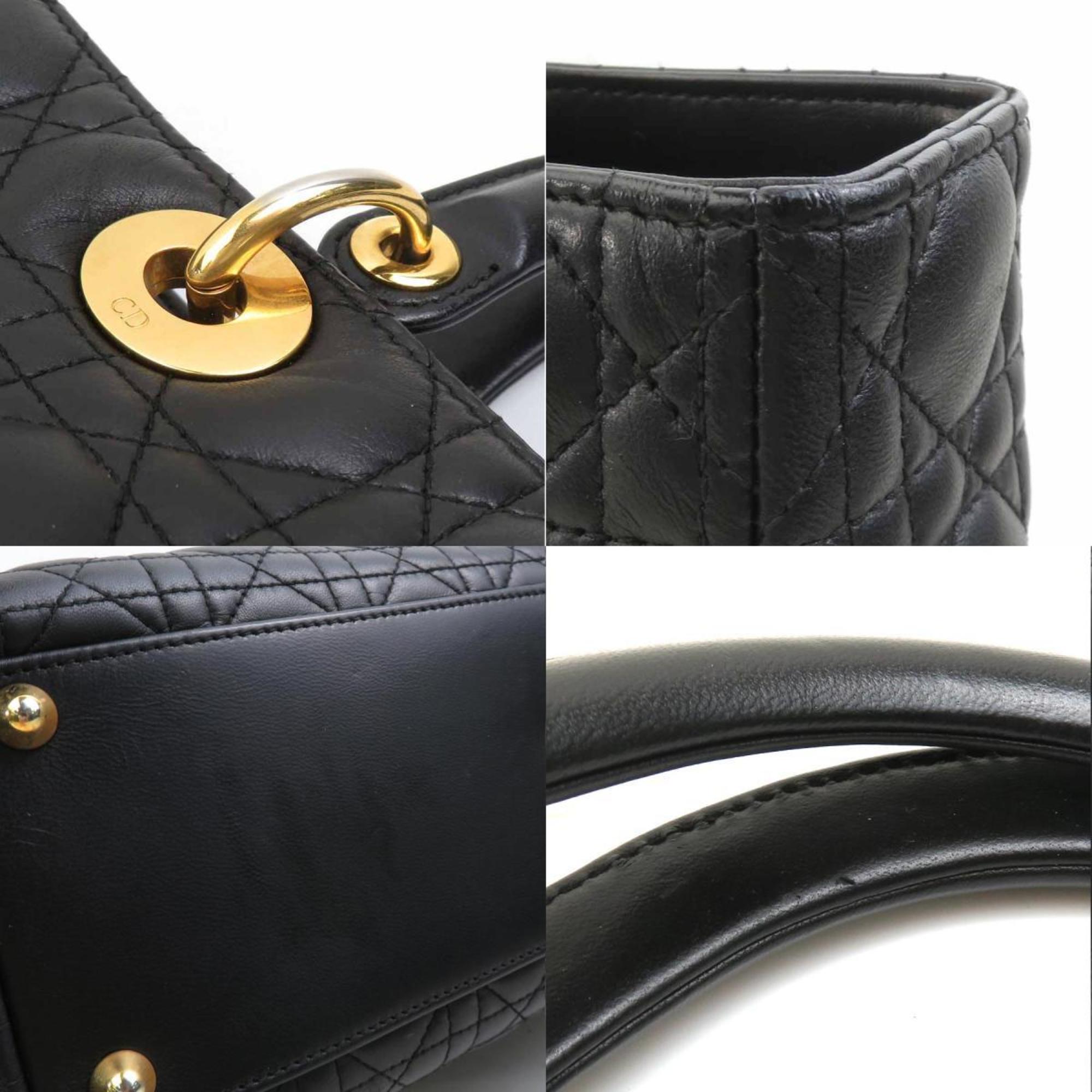 Christian Dior Black Leather Handbag Shoulder Bag (Pre-Owned)