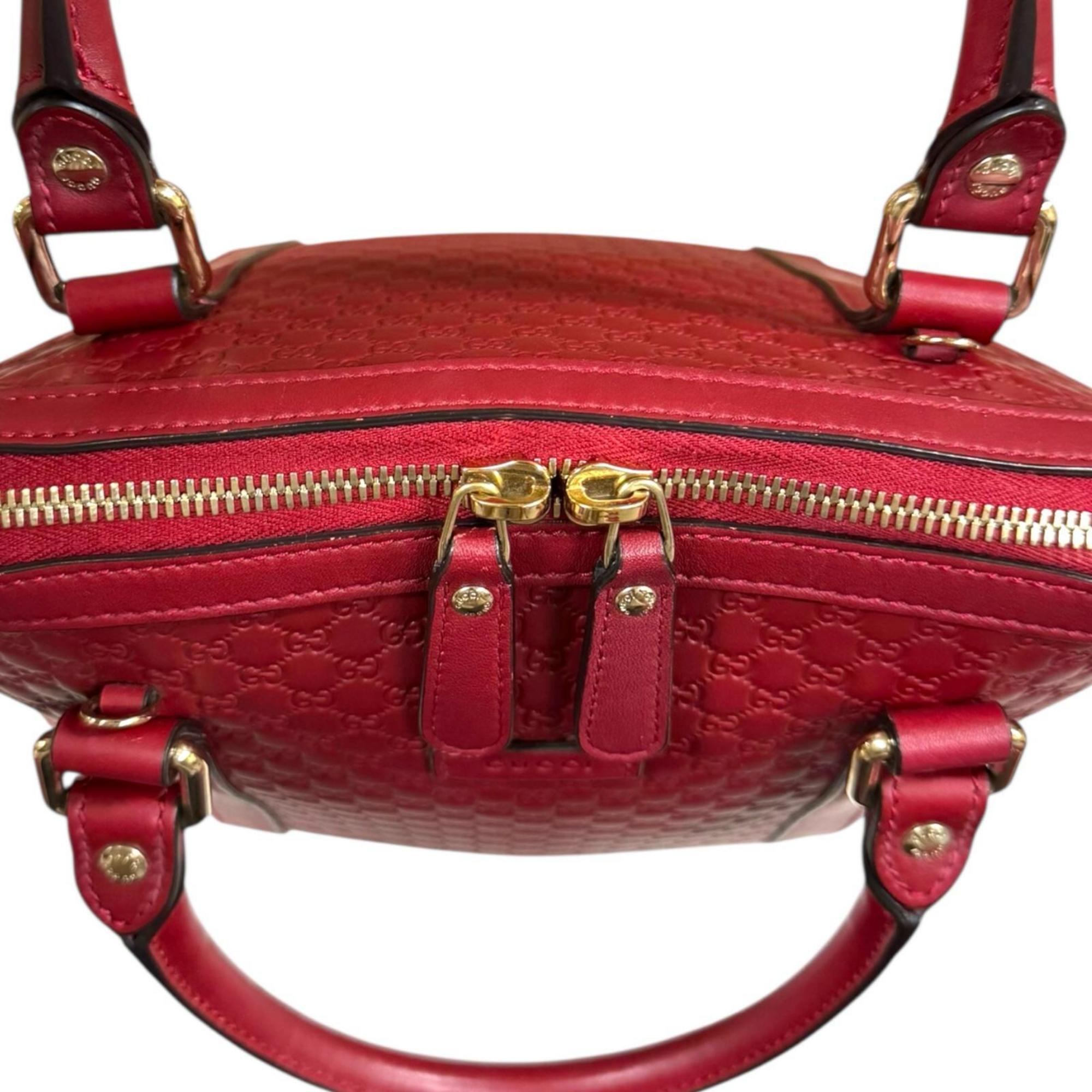 Gucci Red Color Leather Handbag Shoulder Bag (Pre-Owned)