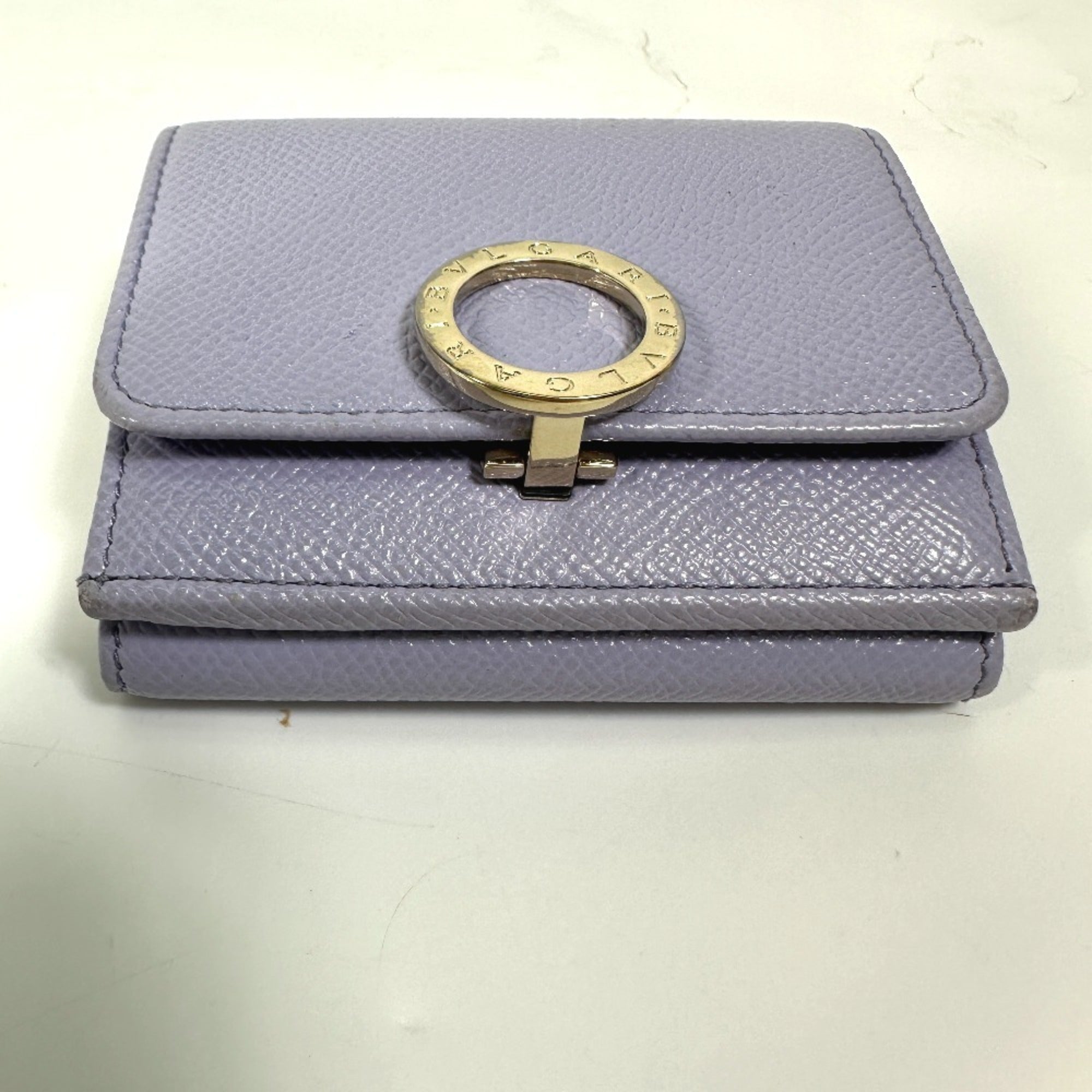 Bvlgari Purple Leather Wallet (Tri-Fold) (Pre-Owned)