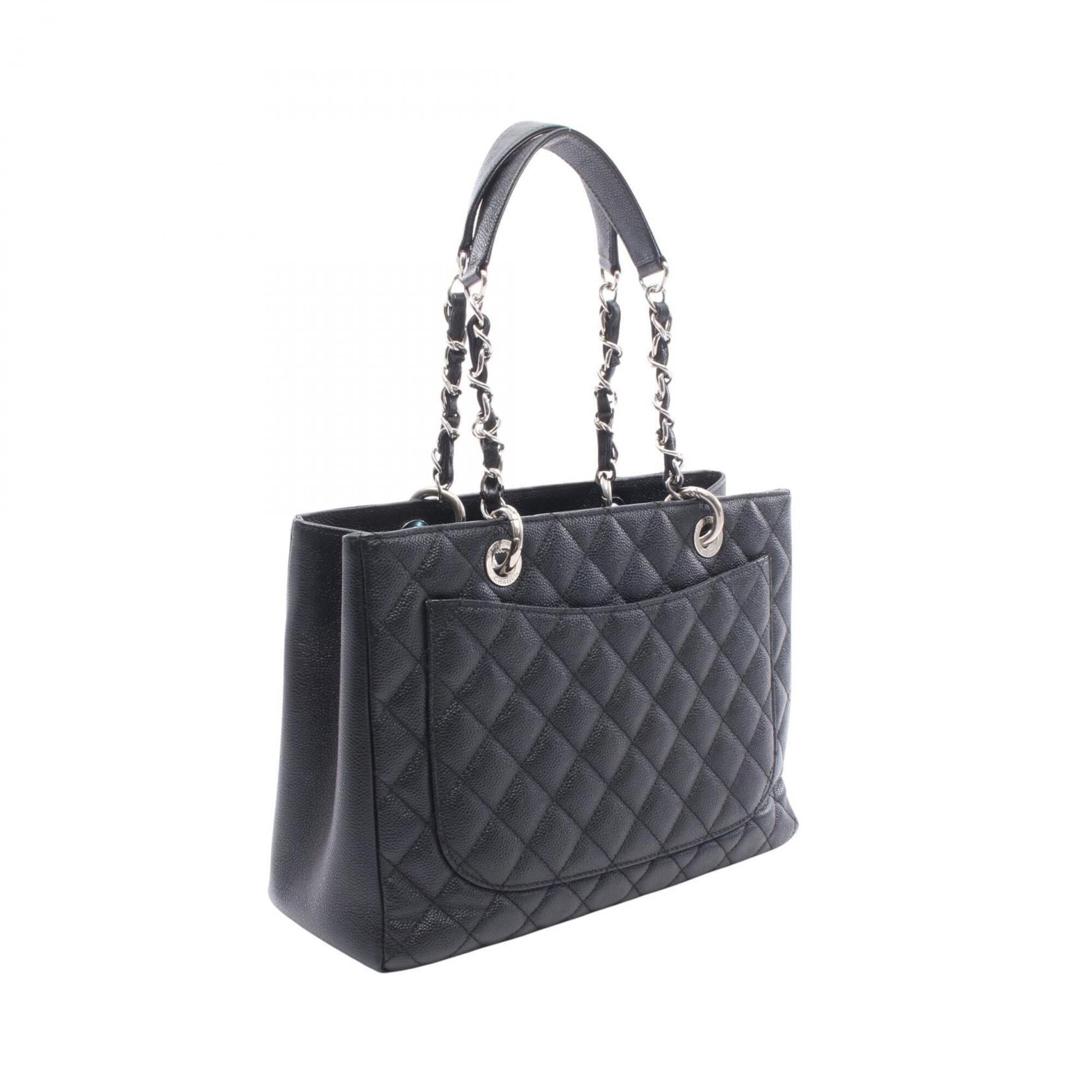 Chanel Black Grained Calfskin Handbag Tote Bag (Pre-Owned)