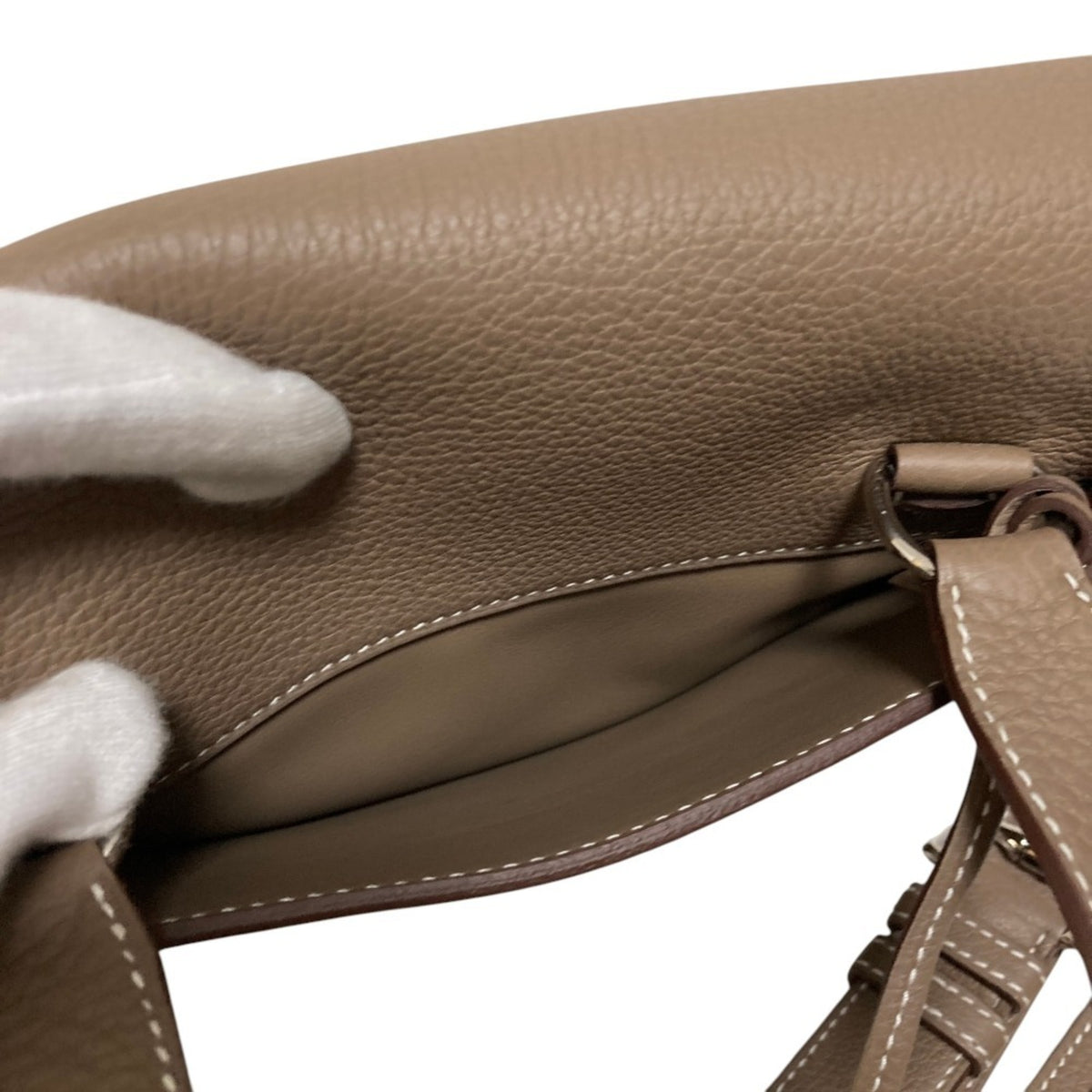 Hermes Sac A Depeche Etoupe Gray Shoulder Bag (Pre-Owned)