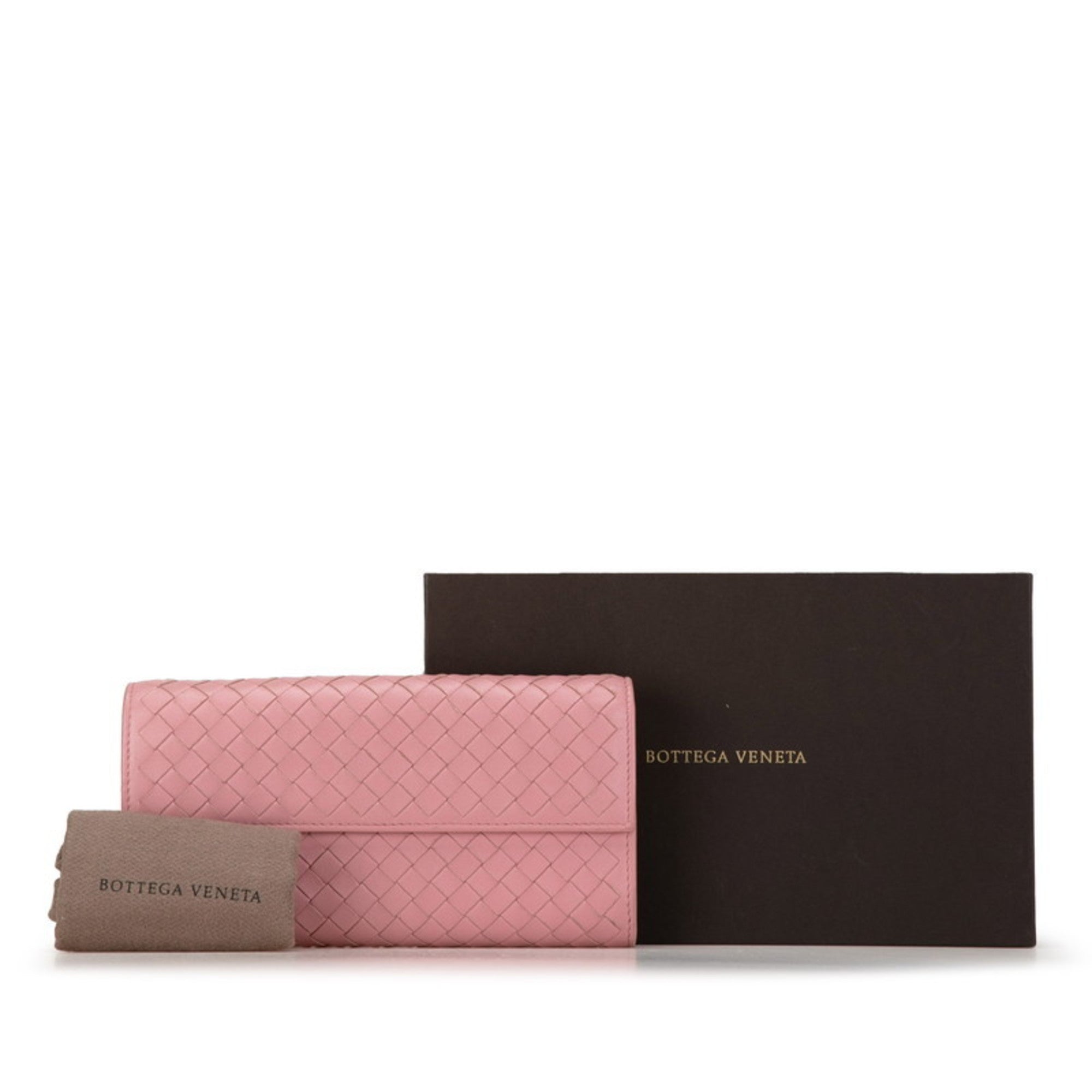 Bottega Veneta Pink Leather Long Wallet (Bi-Fold) (Pre-Owned)