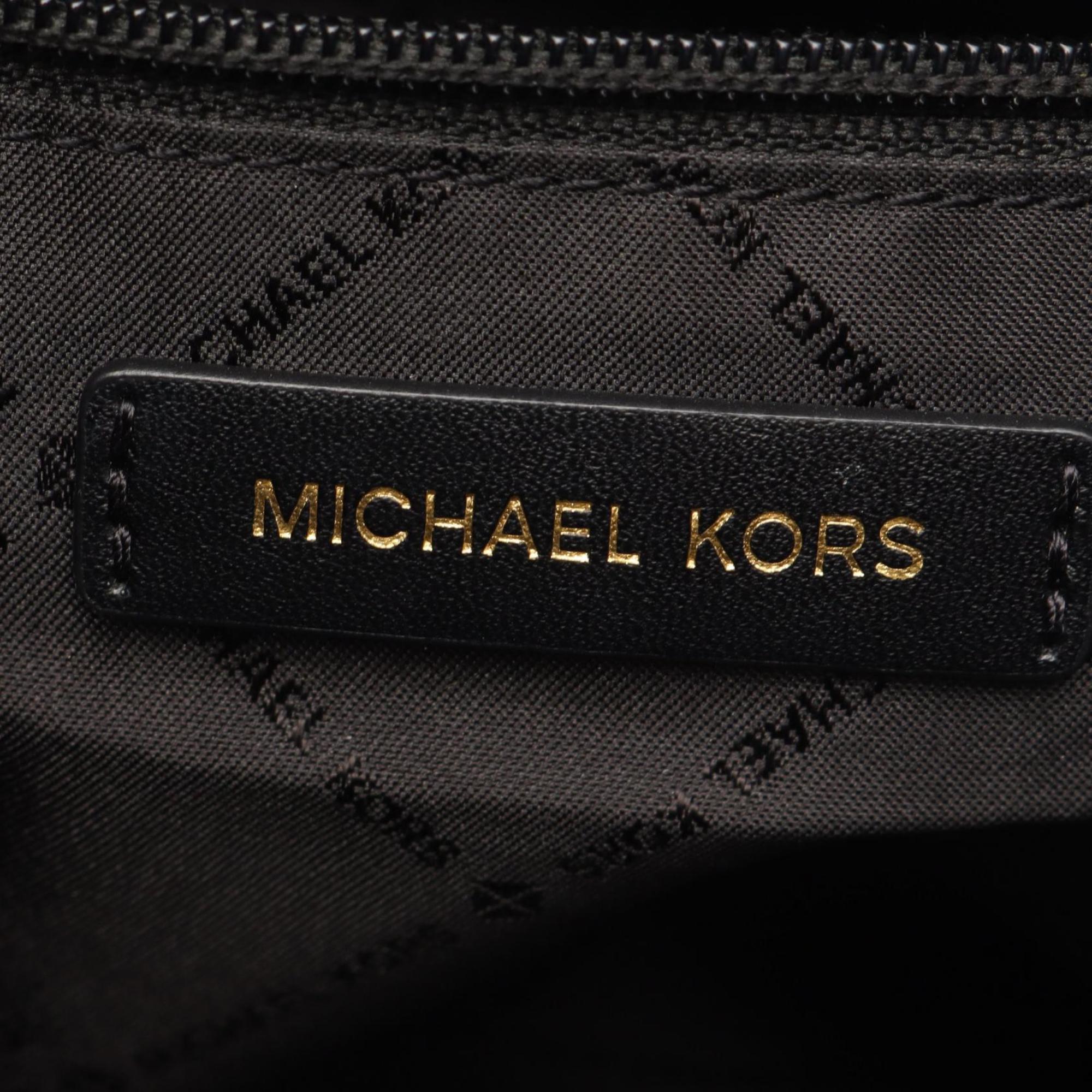 Michael Kors Beige Black Canvas Leather Tote Bag (Pre-Owned)