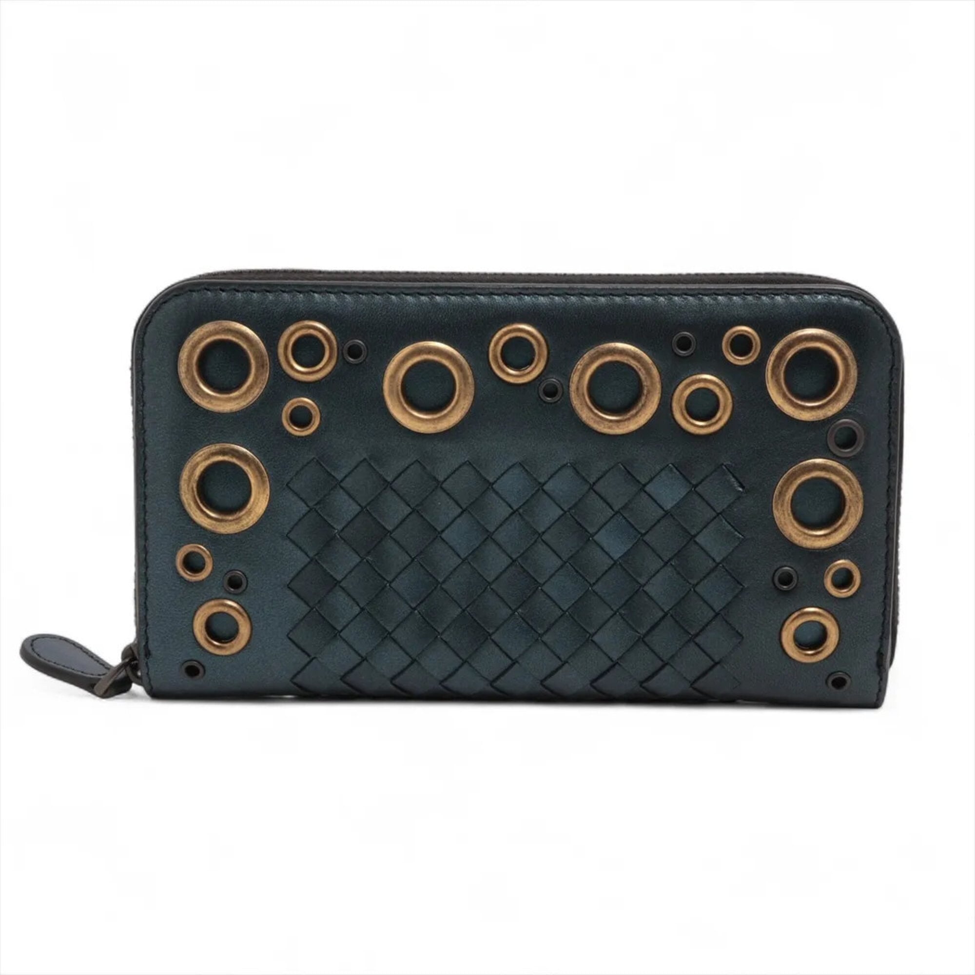 Bottega Veneta Navy Leather Long Wallet (Bi-Fold) (Pre-Owned)