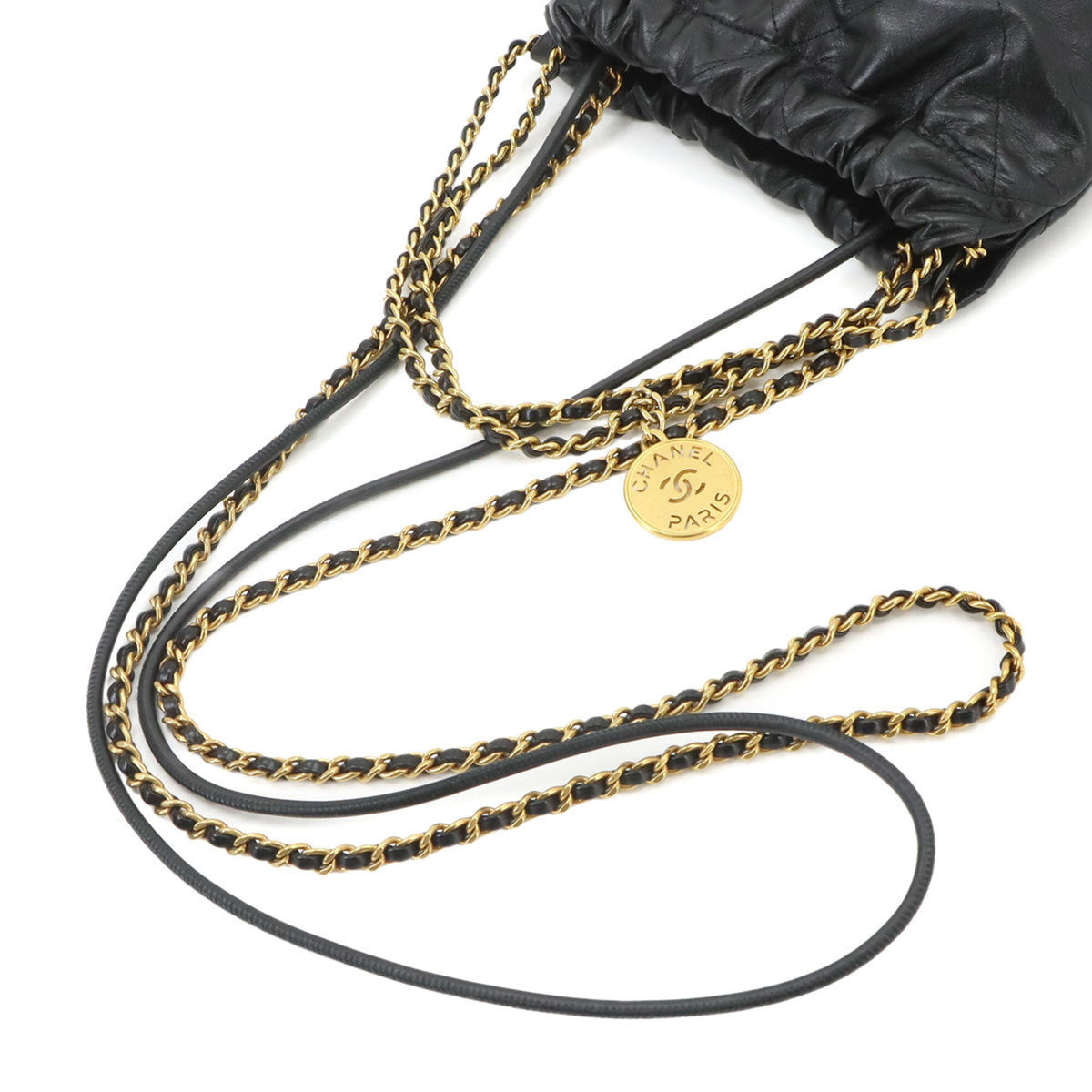 Chanel Black Leather Handbag Shoulder Bag (Pre-Owned)