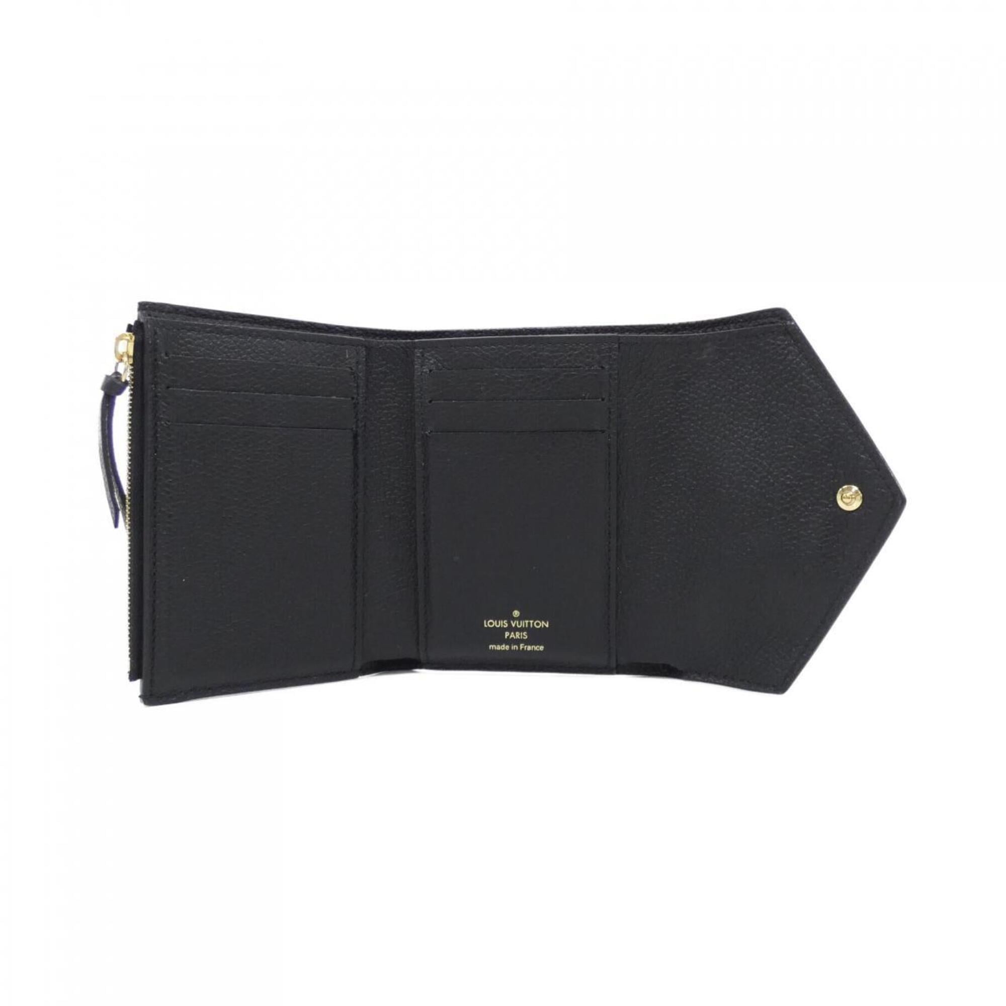 Louis Vuitton Black Leather Wallet (Tri-Fold) (Pre-Owned)