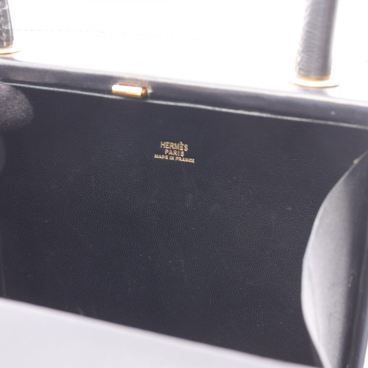 Hermes Black Box Calf Leather Leather Handbag (Pre-Owned)