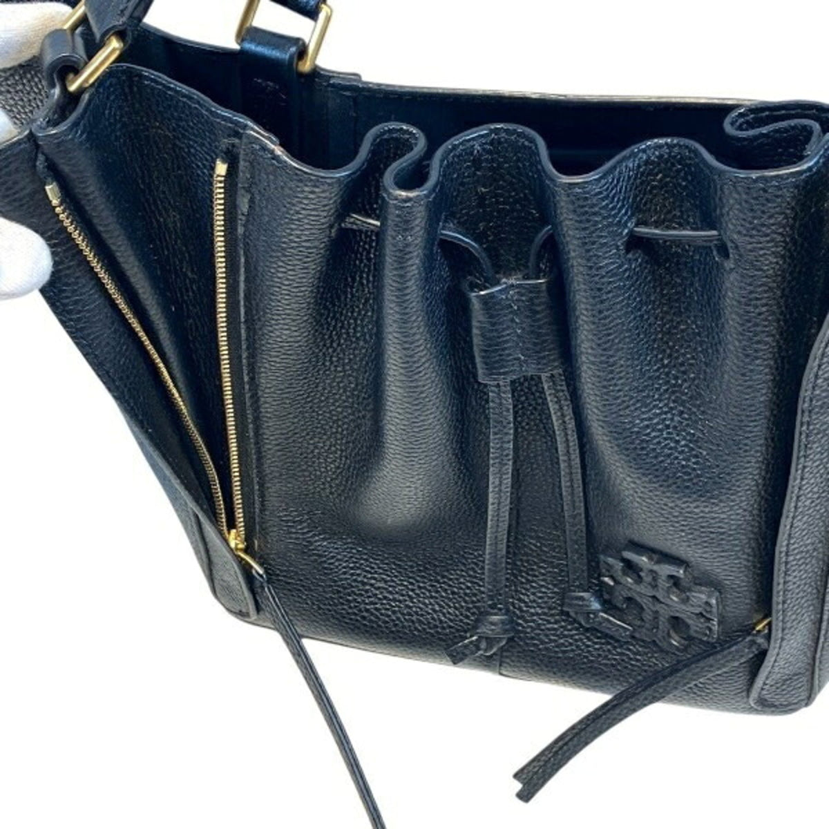 Tory Burch Black Leather Handbag Shoulder Bag (Pre-Owned)