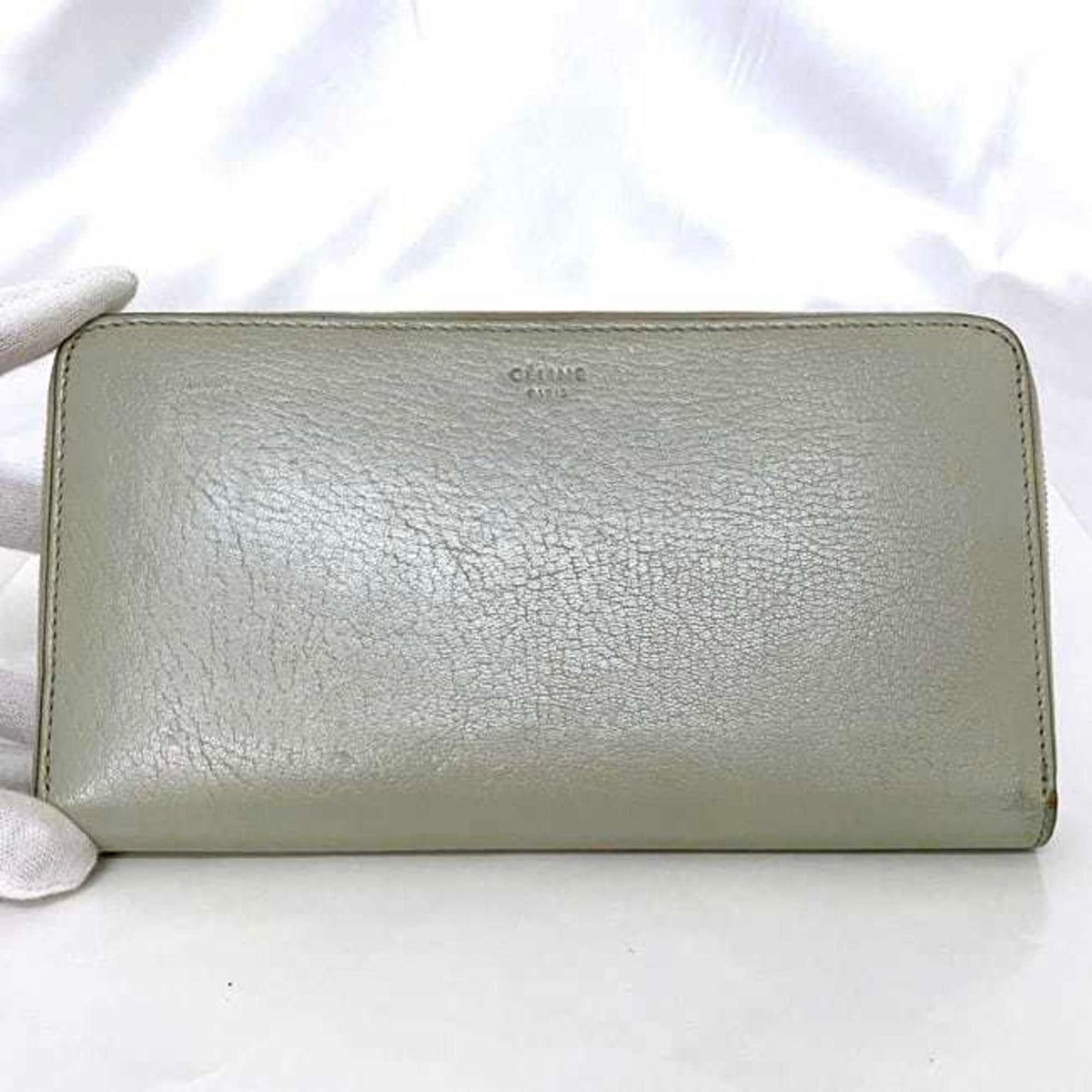 Celine Gray Leather Long Wallet (Bi-Fold) (Pre-Owned)
