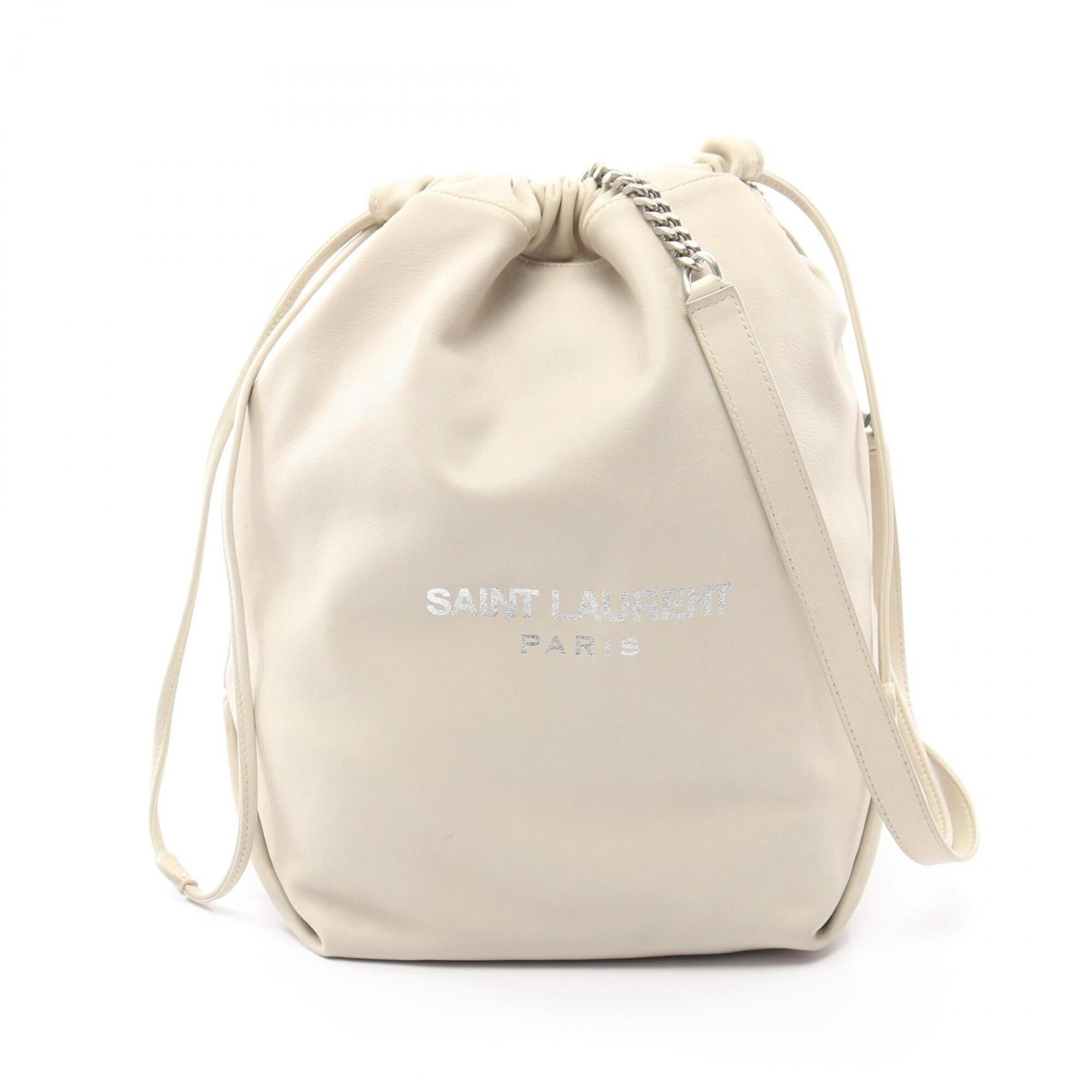 Saint Laurent Ivory Leather Handbag Pouch Shoulder Bag (Pre-Owned)