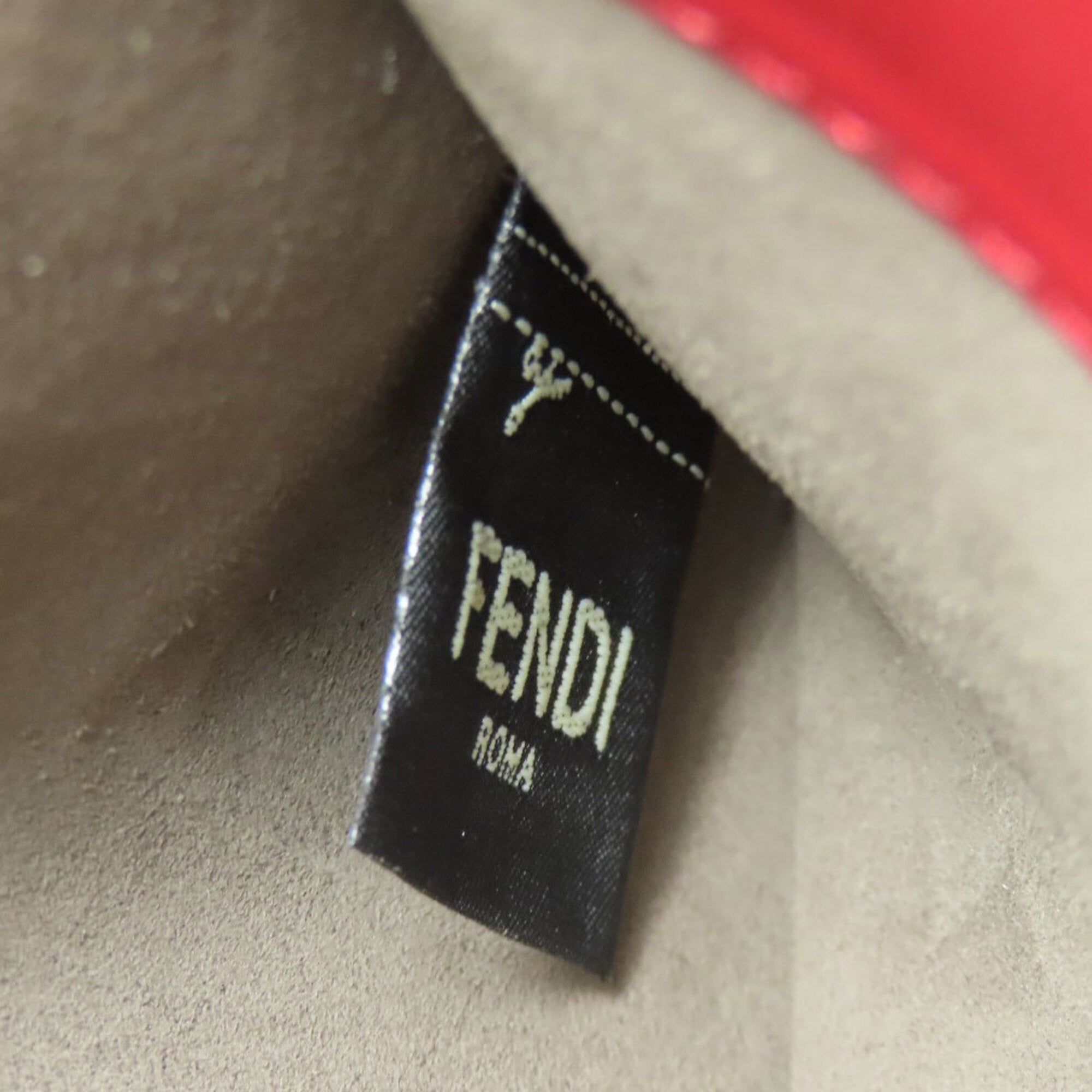 Fendi Beige Red Color Leather Handbag (Pre-Owned)
