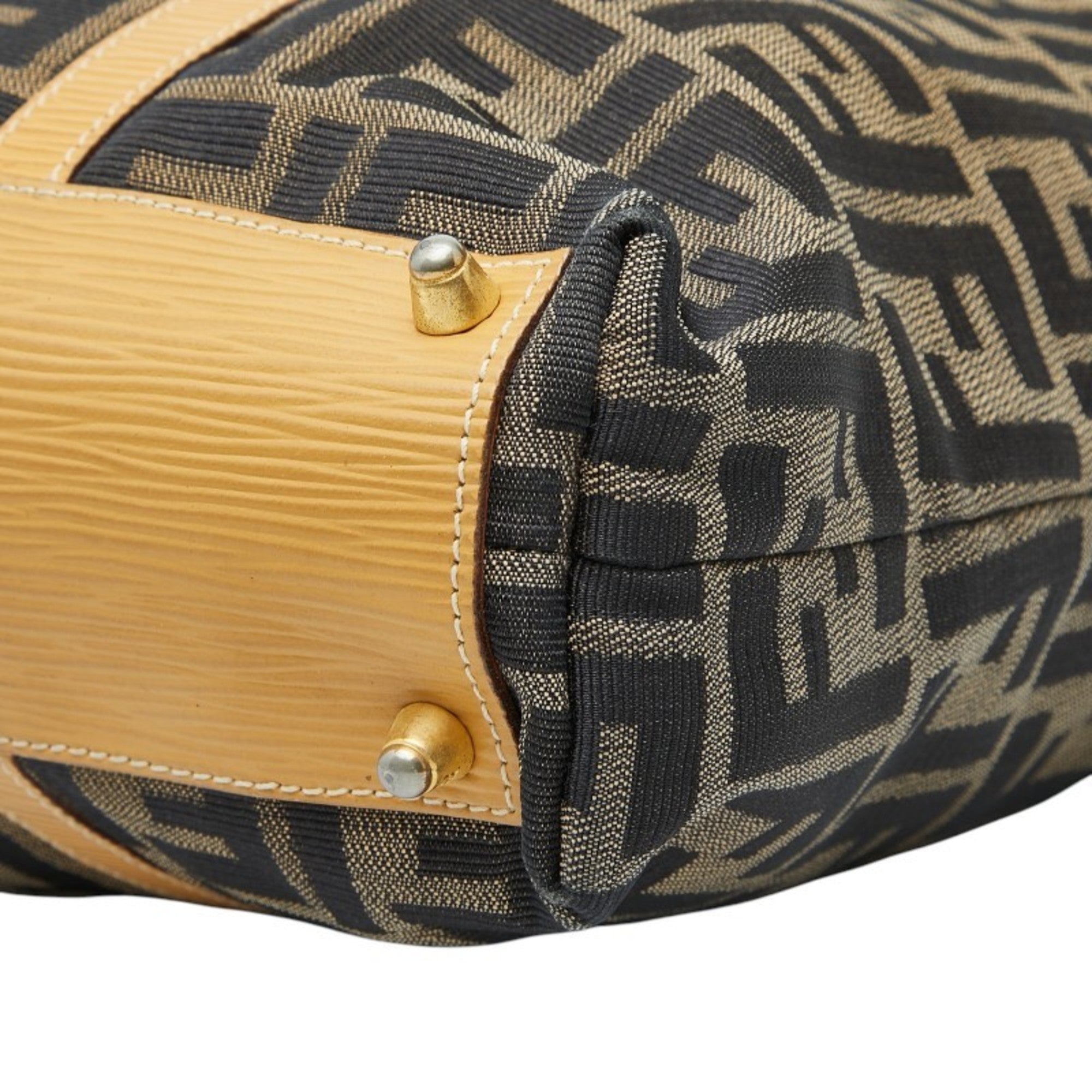 Fendi Beige Brown Canvas Leather Handbag Tote Bag (Pre-Owned)