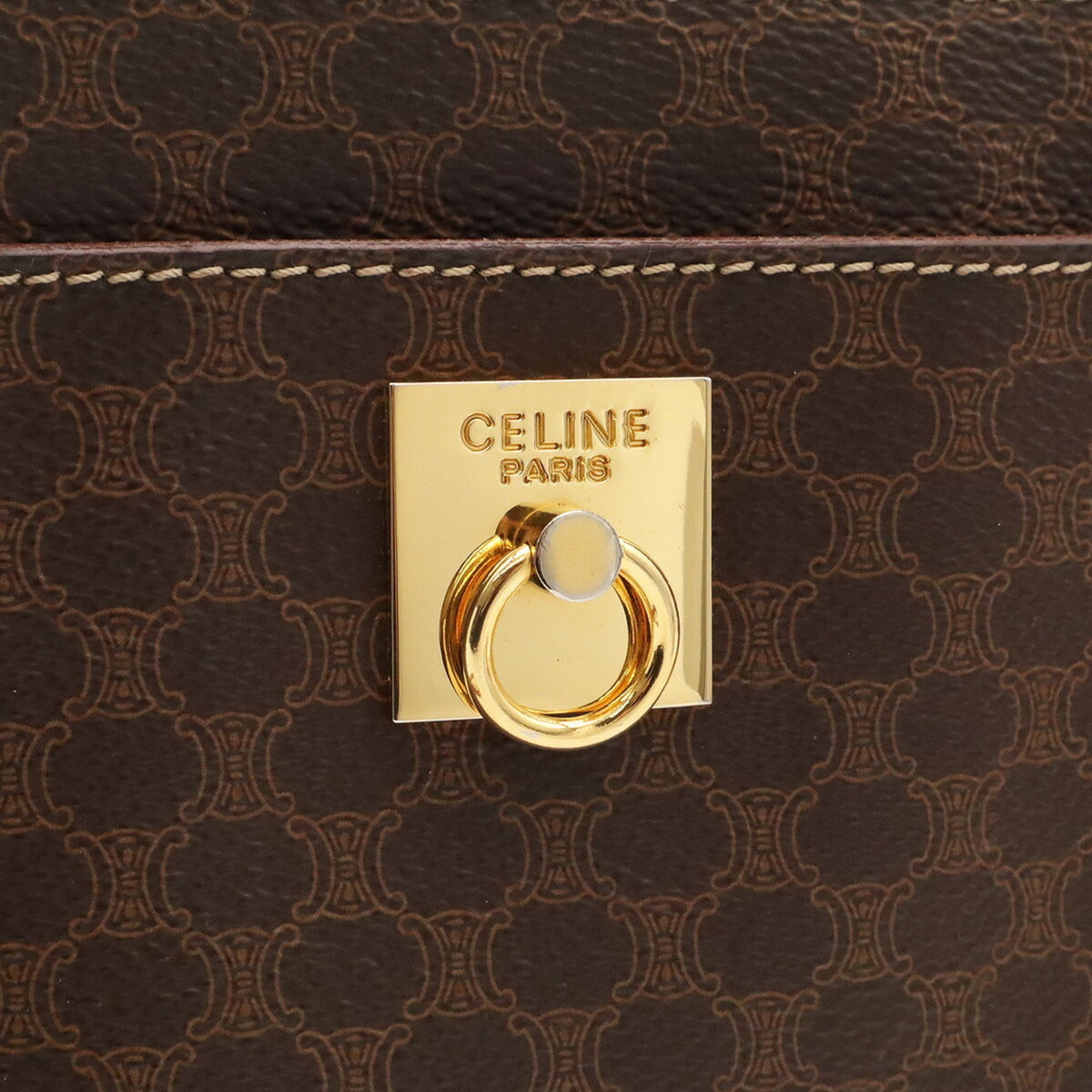 Celine Macadam Brown Dark Brown Coated Canvas Shoulder Bag (Pre-Owned)