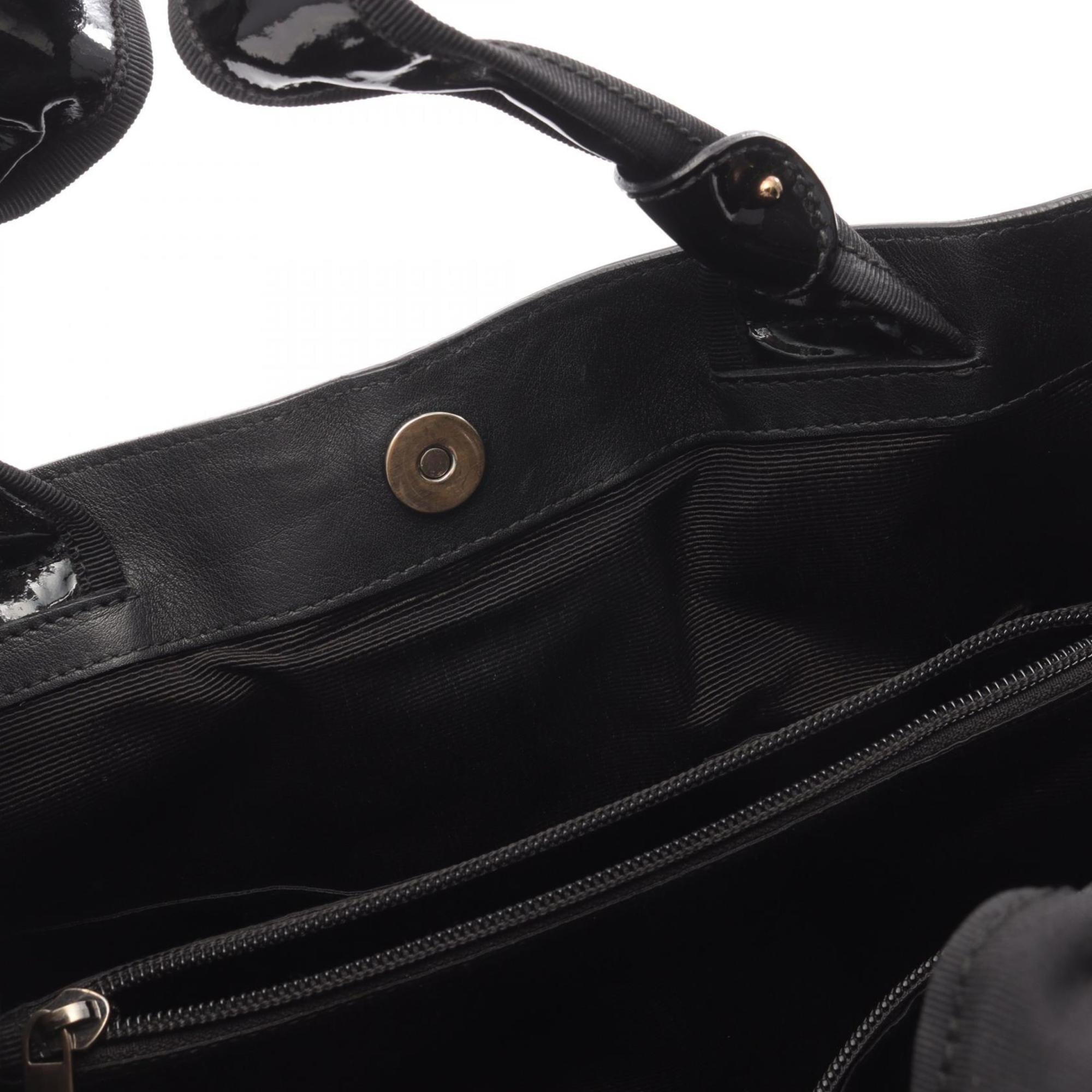 Salvatore Ferragamo Black Patent Leather Handbag Tote Bag (Pre-Owned)