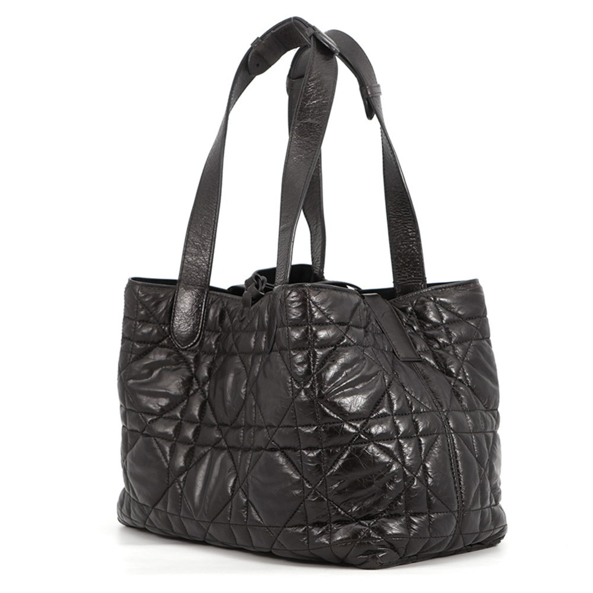 Christian Dior Black Leather Handbag Pouch Tote Bag (Pre-Owned)