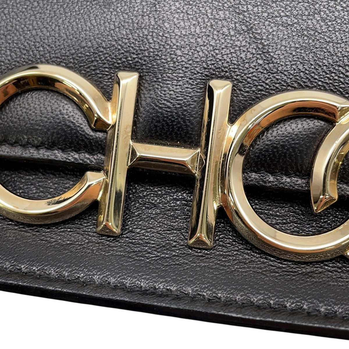 Jimmy Choo Black Leather Handbag Shoulder Bag (Pre-Owned)