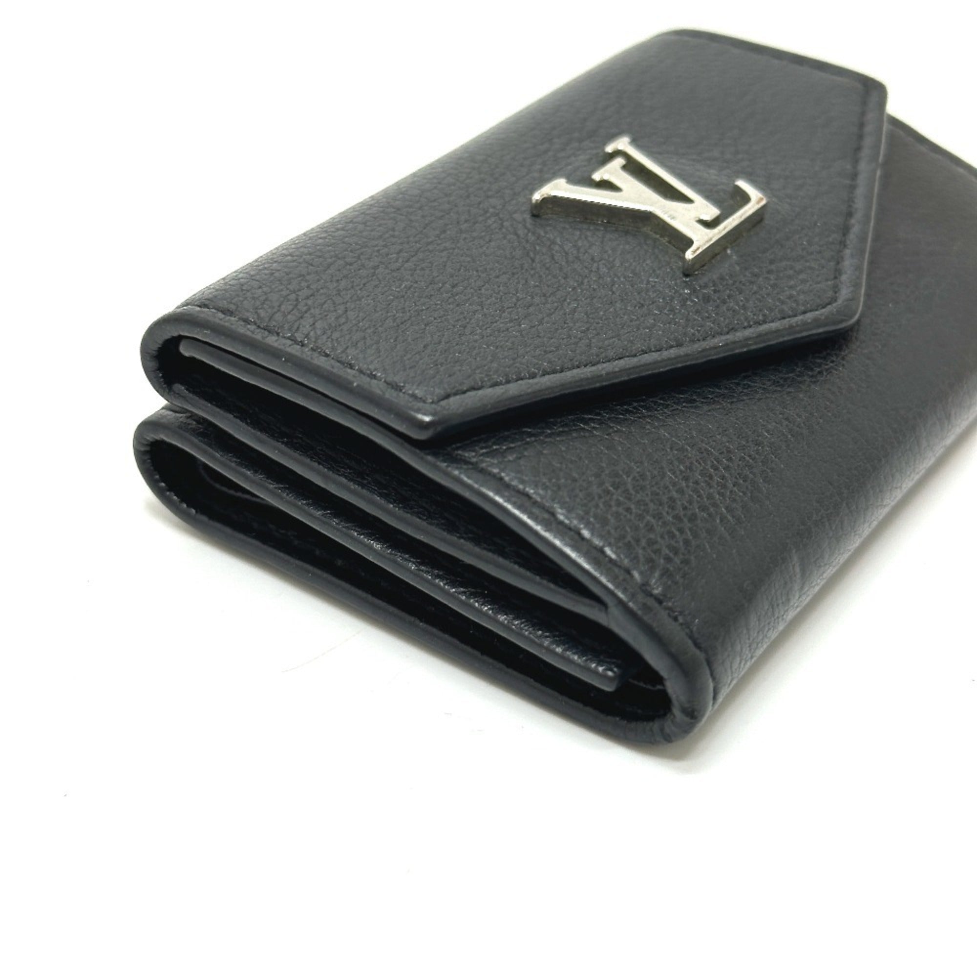 Louis Vuitton Black Leather Wallet (Tri-Fold) (Pre-Owned)