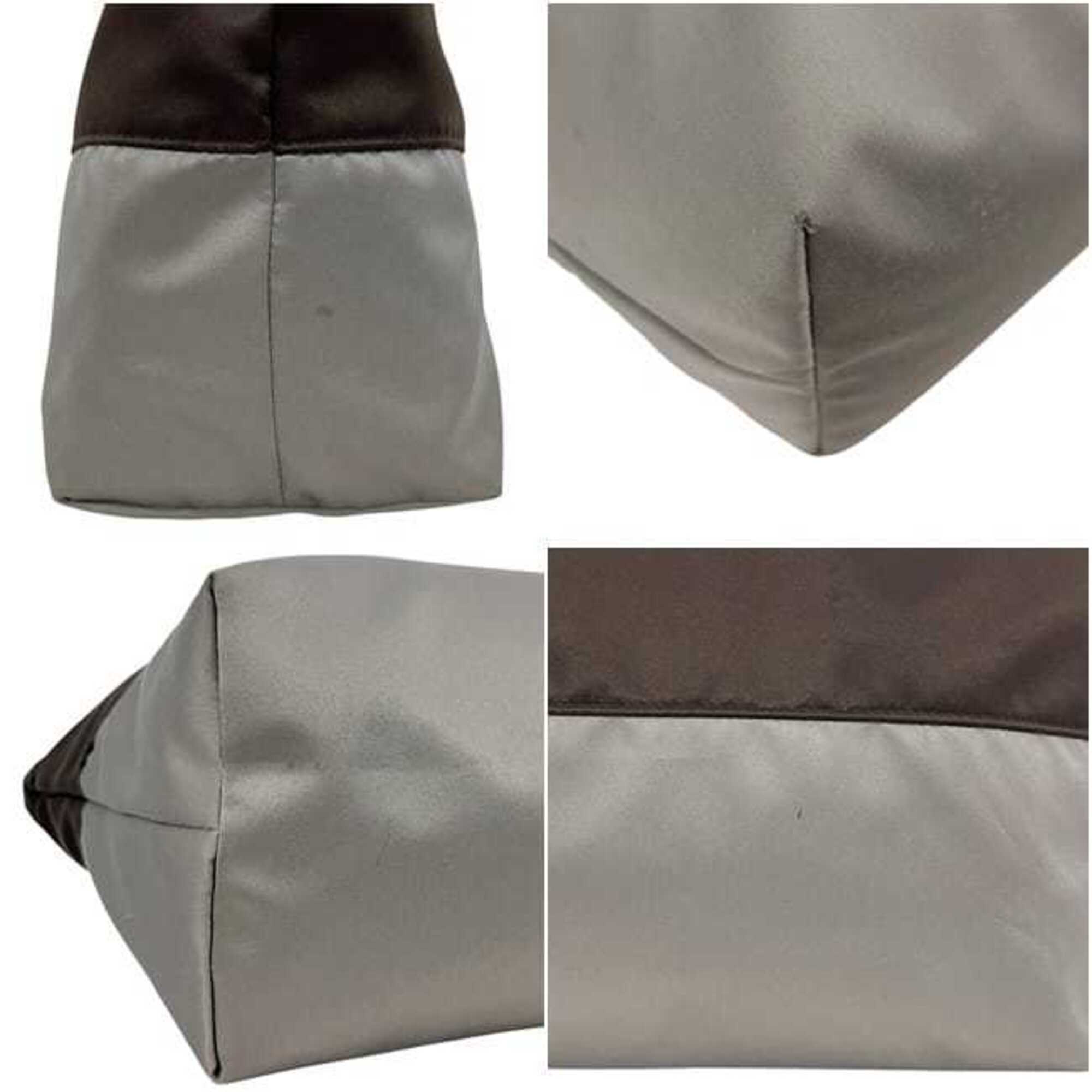 Fendi Gray Three Color Satin Leather Tote Bag (Pre-Owned)
