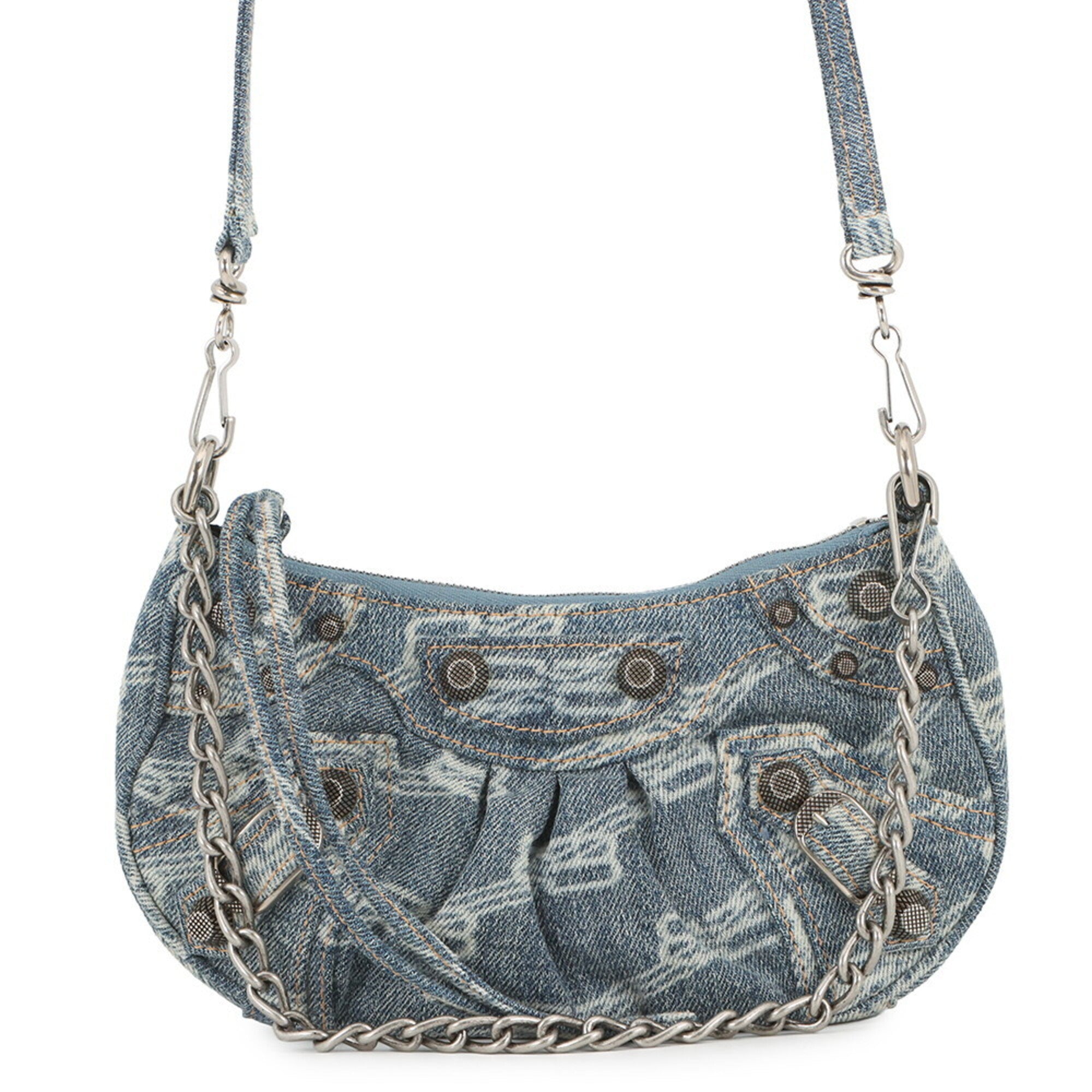 Balenciaga Blue White Denim Handbag Shoulder Bag (Pre-Owned)