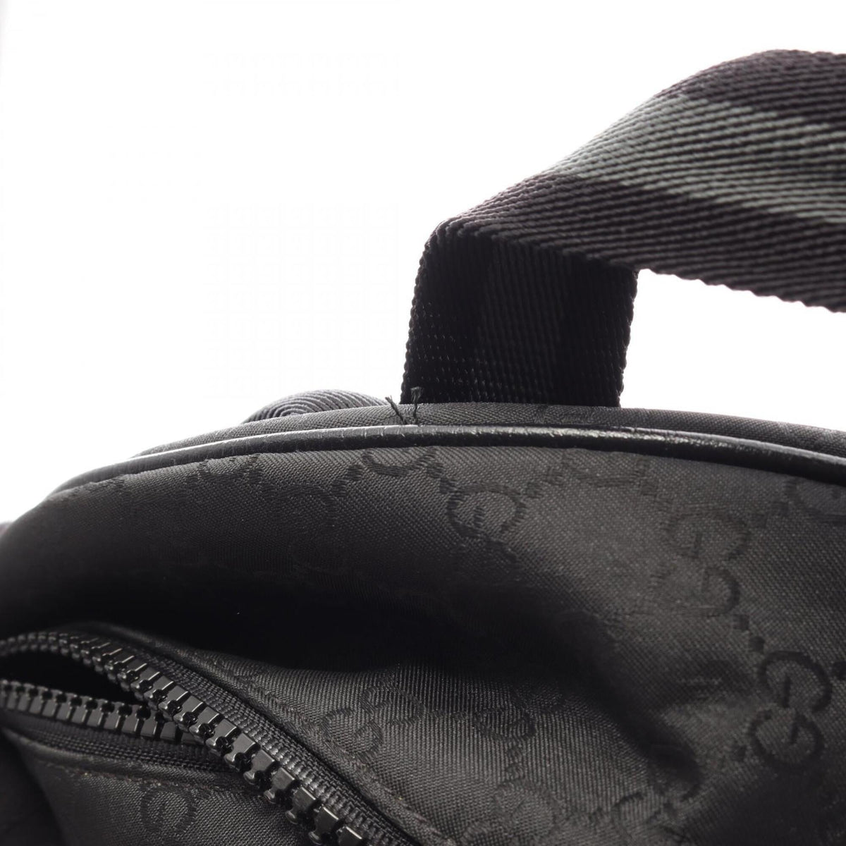 Gucci Black Gray Nylon Leather Backpack Handbag (Pre-Owned)