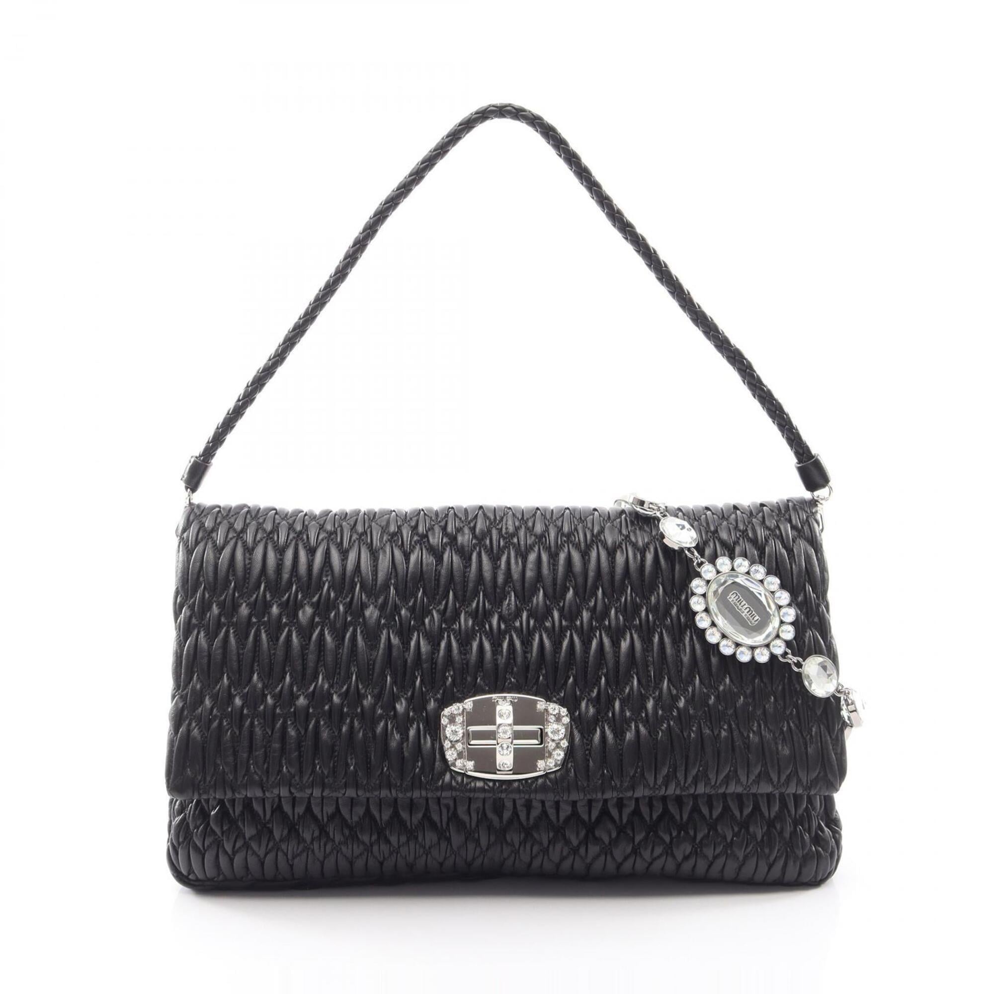 Miu Miu Matelasse Black Leather Handbag Shoulder Bag (Pre-Owned)