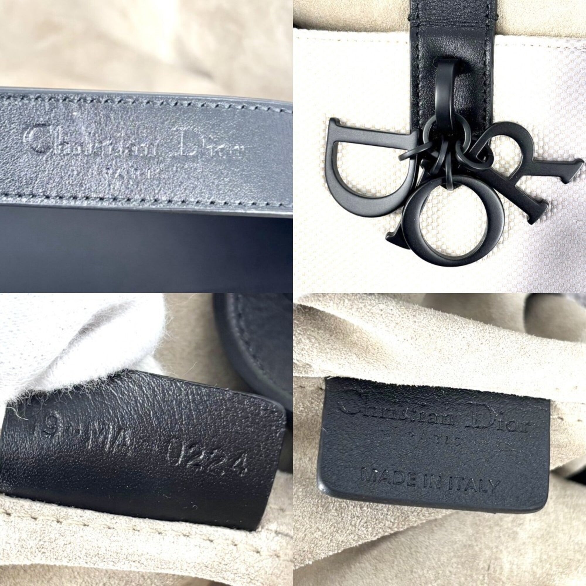 Christian Dior Black Ivory Canvas Leather Handbag Tote Bag (Pre-Owned)
