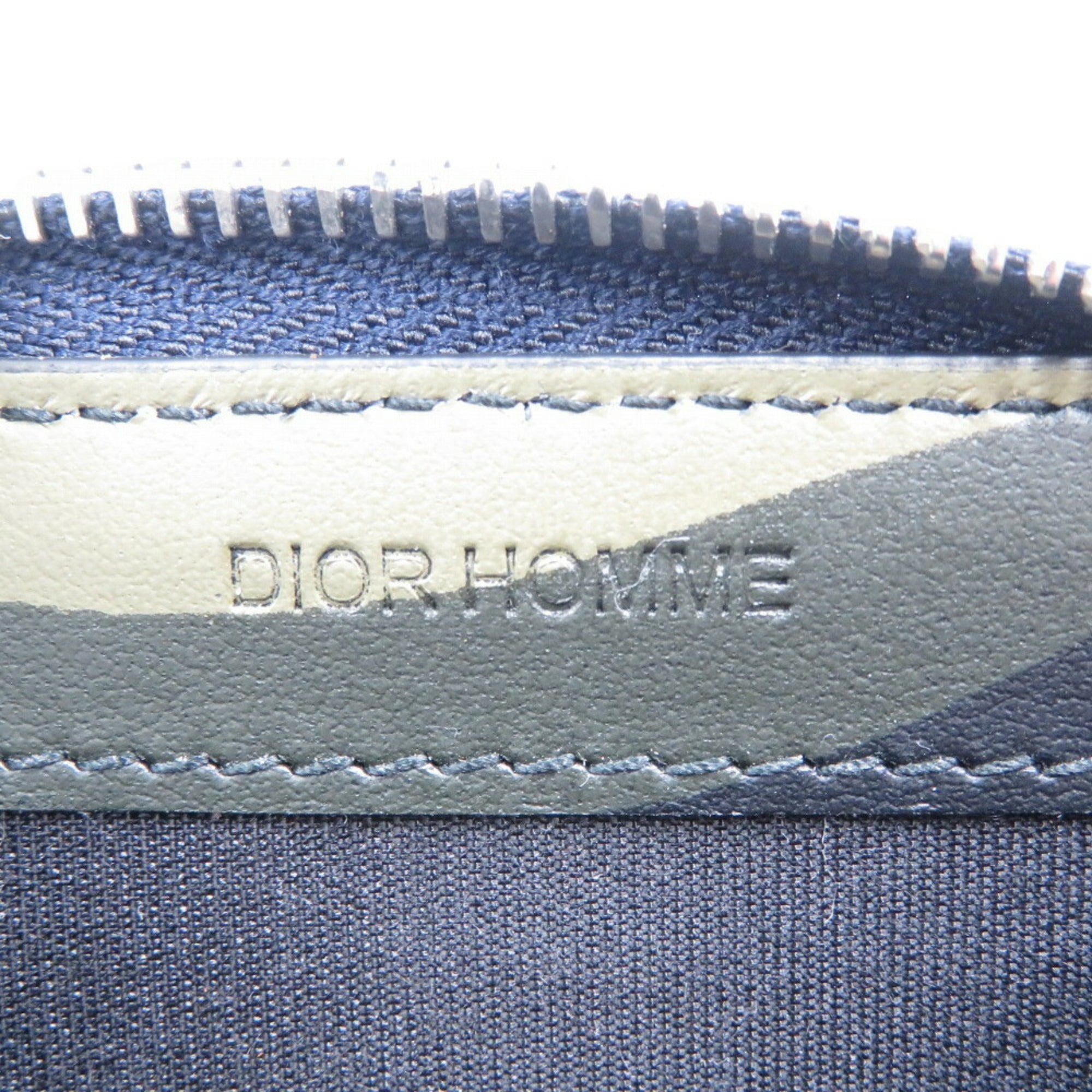 Dior Homme Navy Orange Leather Coin Purse/Coin Case (Pre-Owned)
