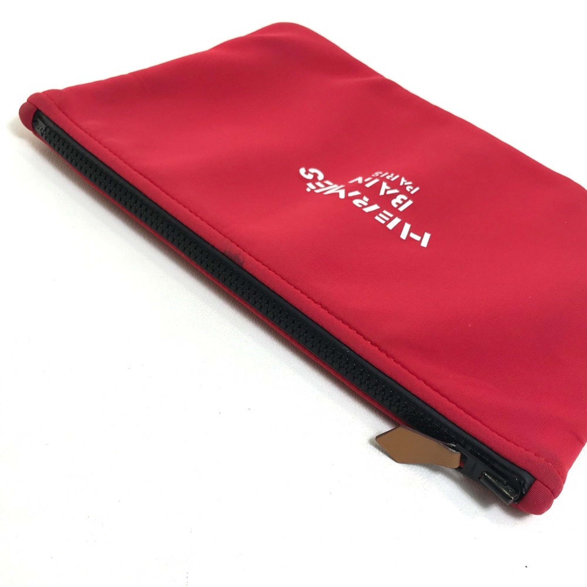 Hermes Red Color Polyamide Clutch Bag Pouch (Pre-Owned)