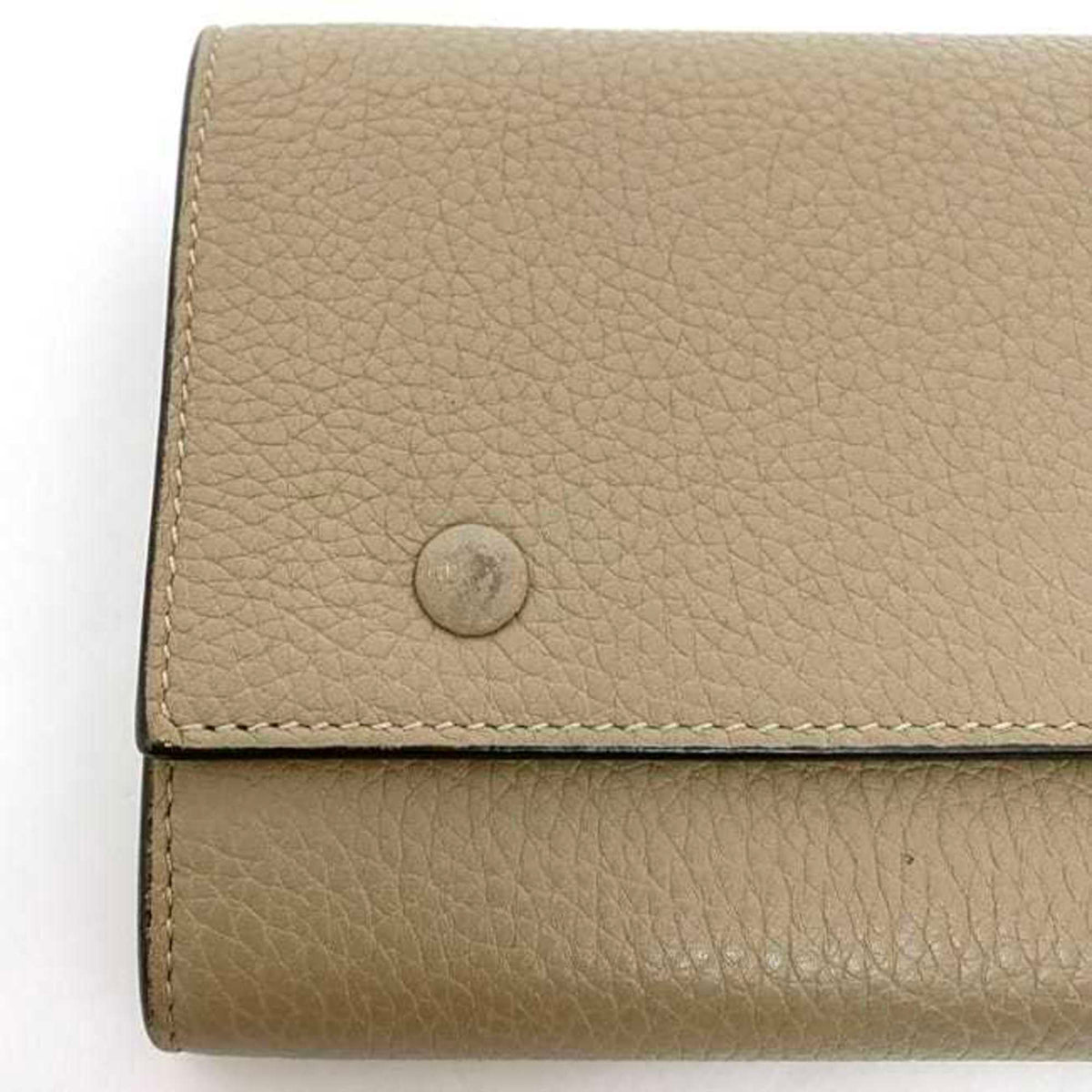 Celine Beige Red Color Leather Long Wallet (Bi-Fold) (Pre-Owned)