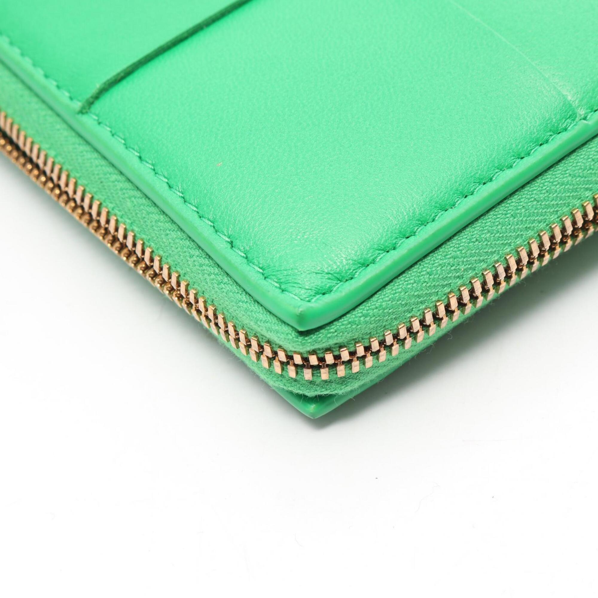 Bottega Veneta Green Leather Long Wallet (Bi-Fold) (Pre-Owned)