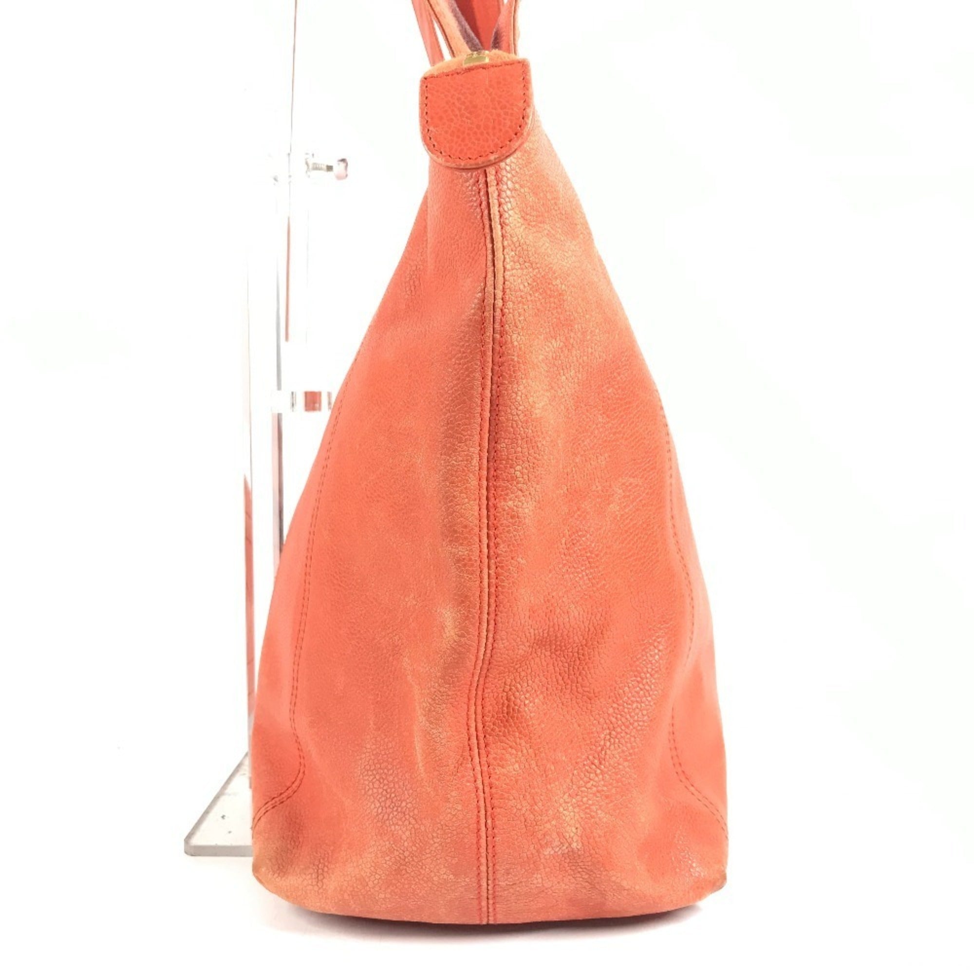 Chanel Orange Grained Calfskin Shoulder Bag Tote Bag (Pre-Owned)
