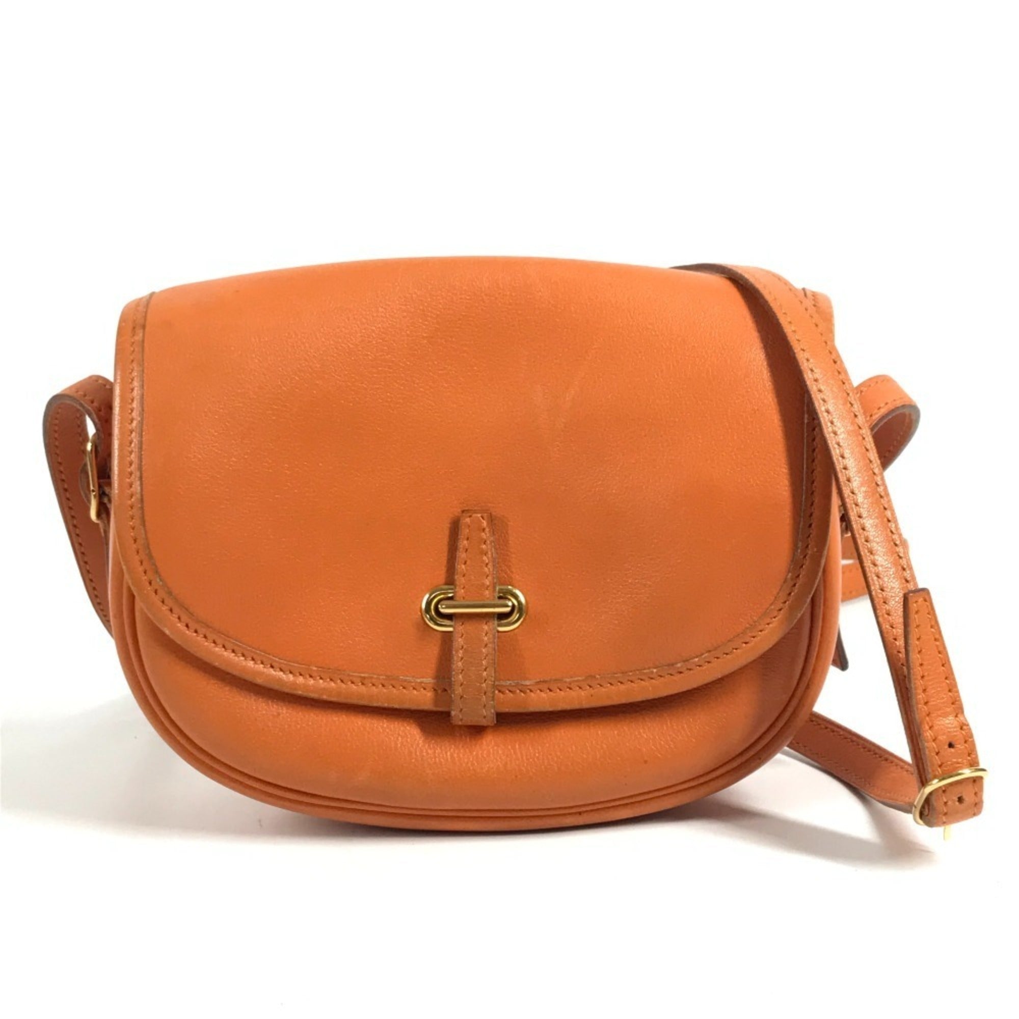Hermes Orange Leather Pochette Shoulder Bag (Pre-Owned)