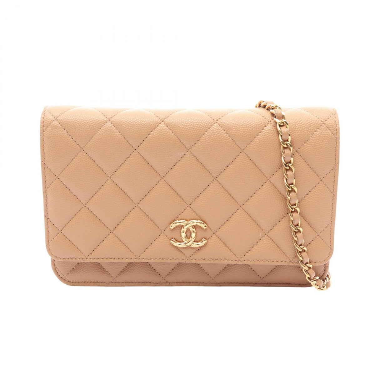 Chanel Matelasse Beige Leather Handbag Shoulder Bag (Pre-Owned)