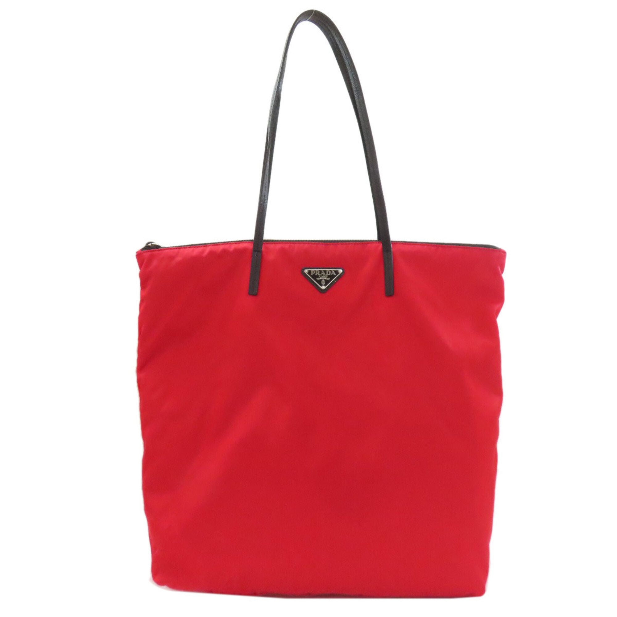 Prada Red Color Nylon Tote Bag (Pre-Owned)