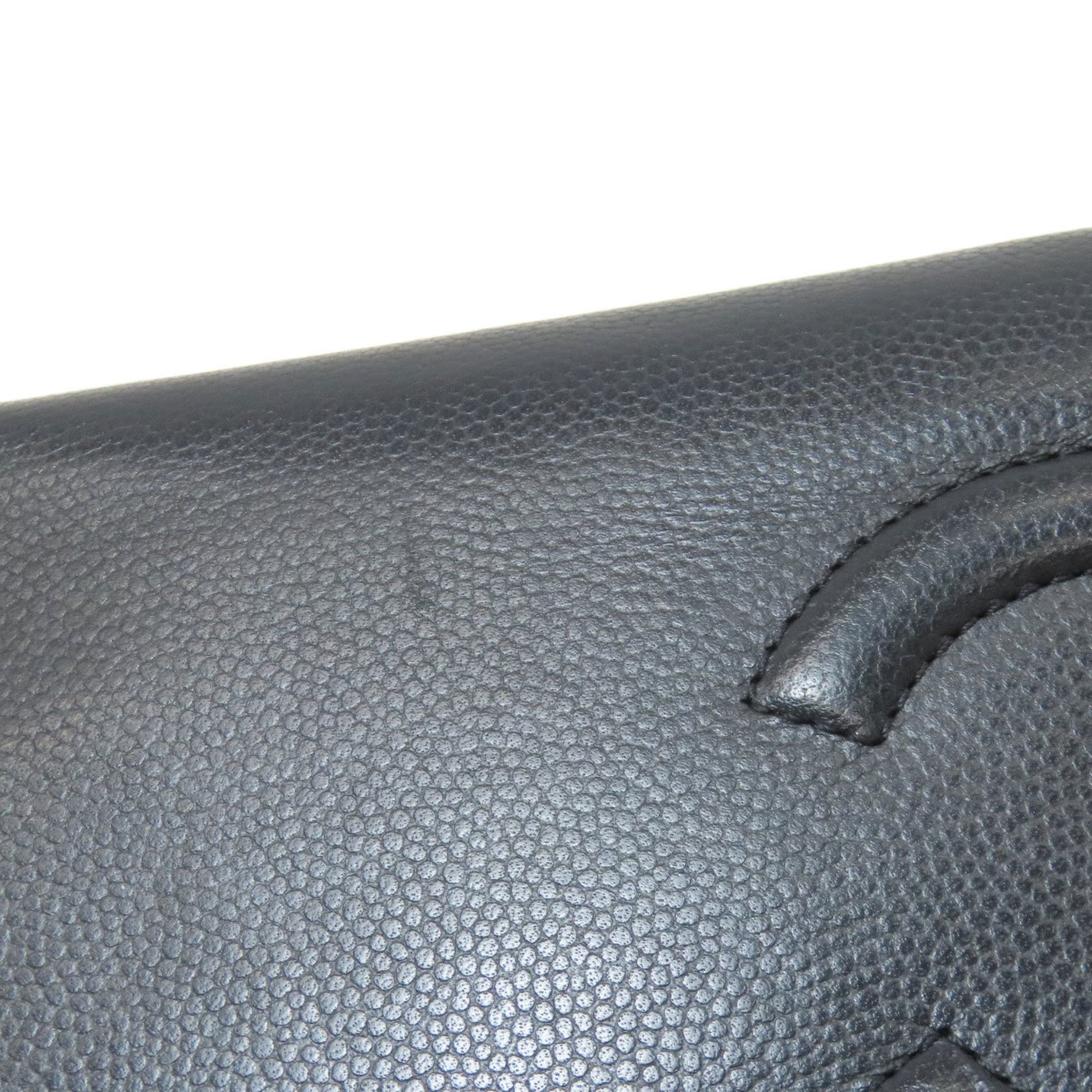 Chanel Black Grained Calfskin Long Wallet (Bi-Fold) (Pre-Owned)