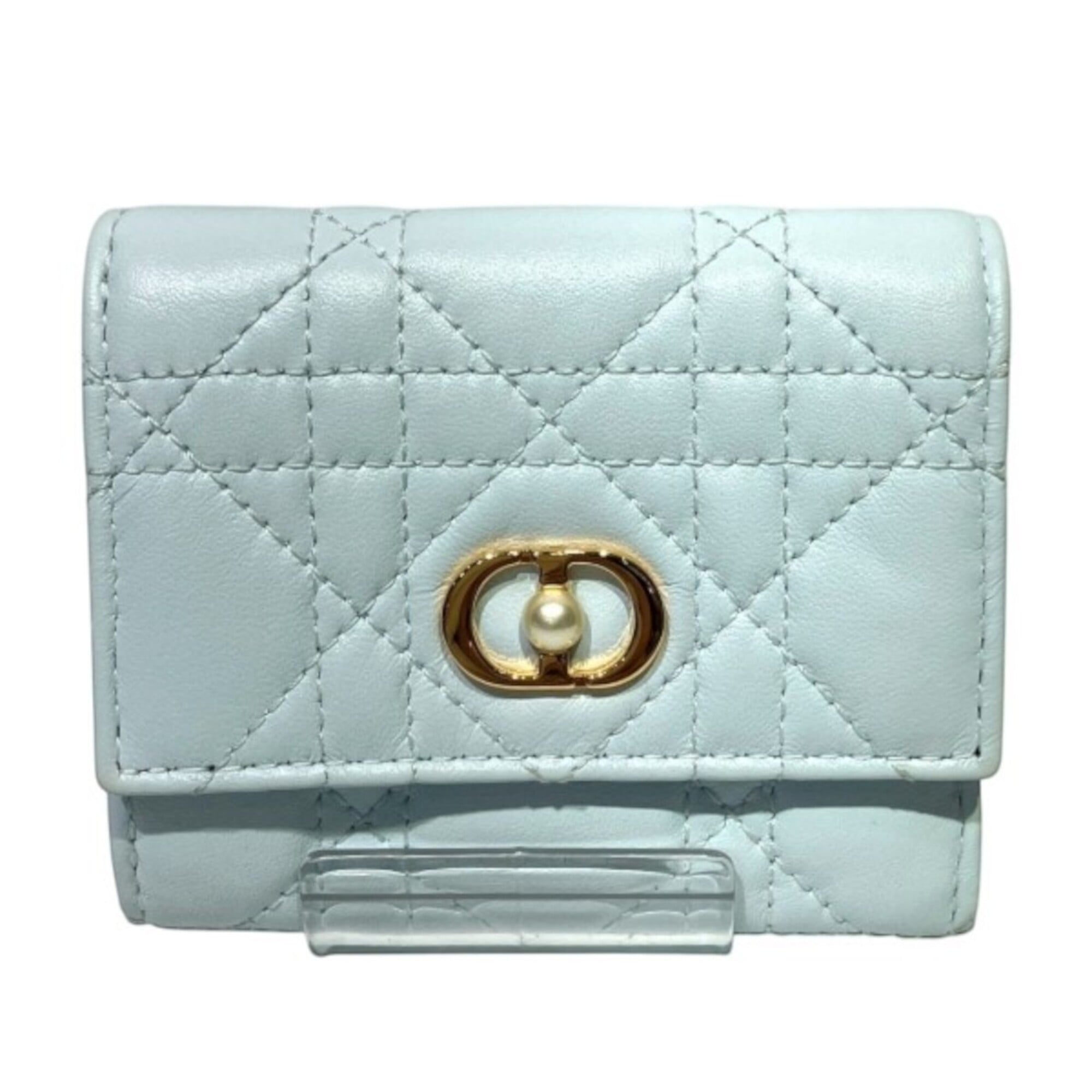 Christian Dior Blue Leather Wallet (Tri-Fold) (Pre-Owned)