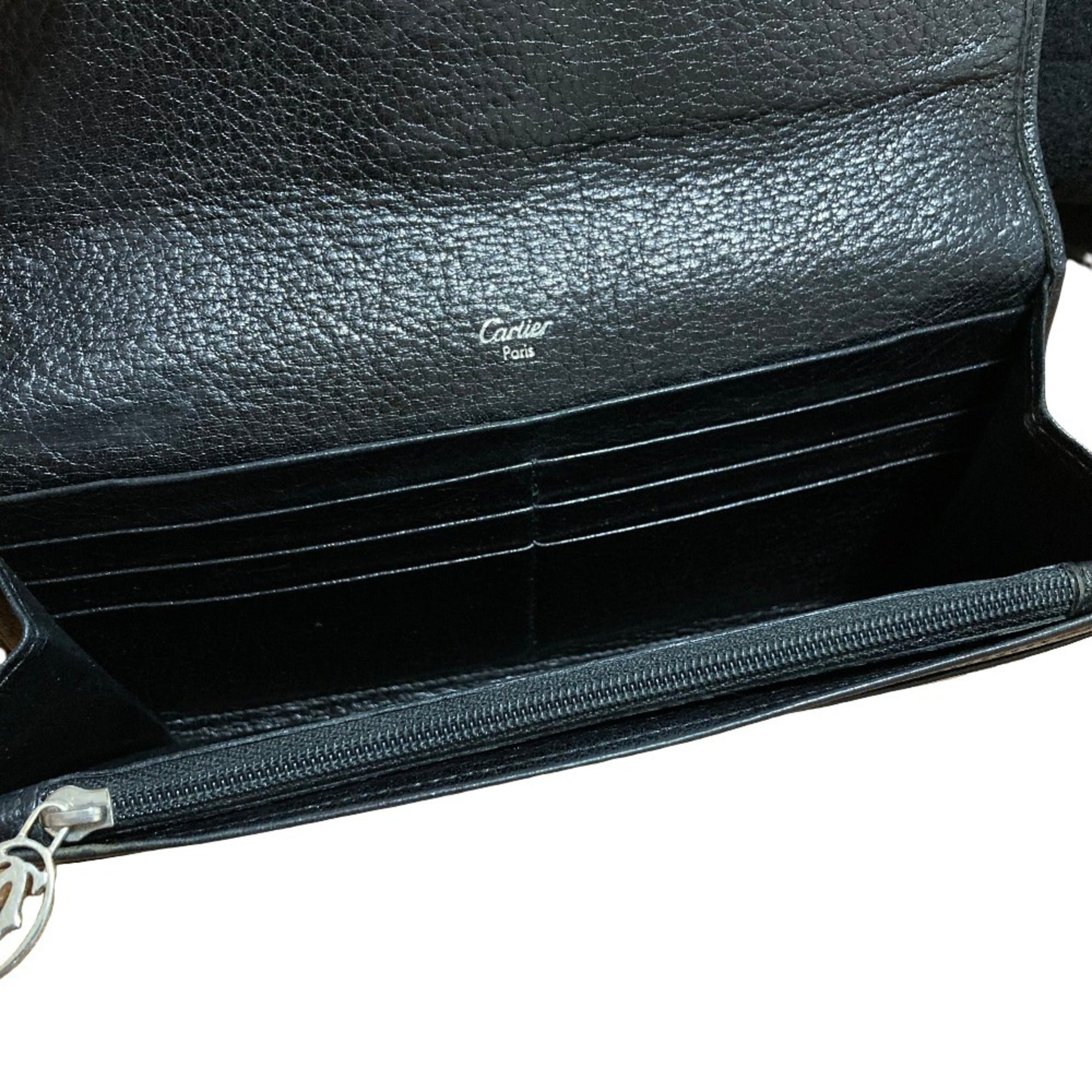 Cartier Black Leather Long Wallet (Bi-Fold) (Pre-Owned)