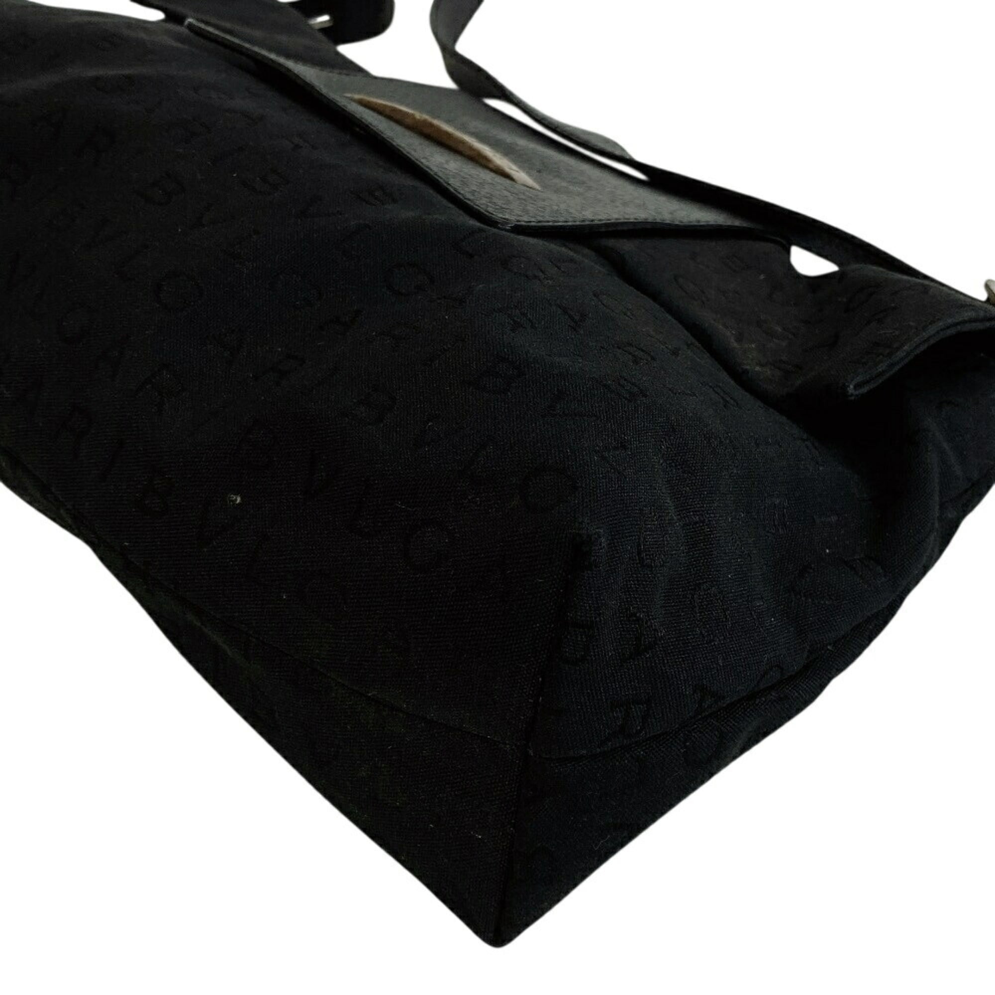 Bvlgari Logomania Black Canvas Leather Pochette Shoulder Bag (Pre-Owned)