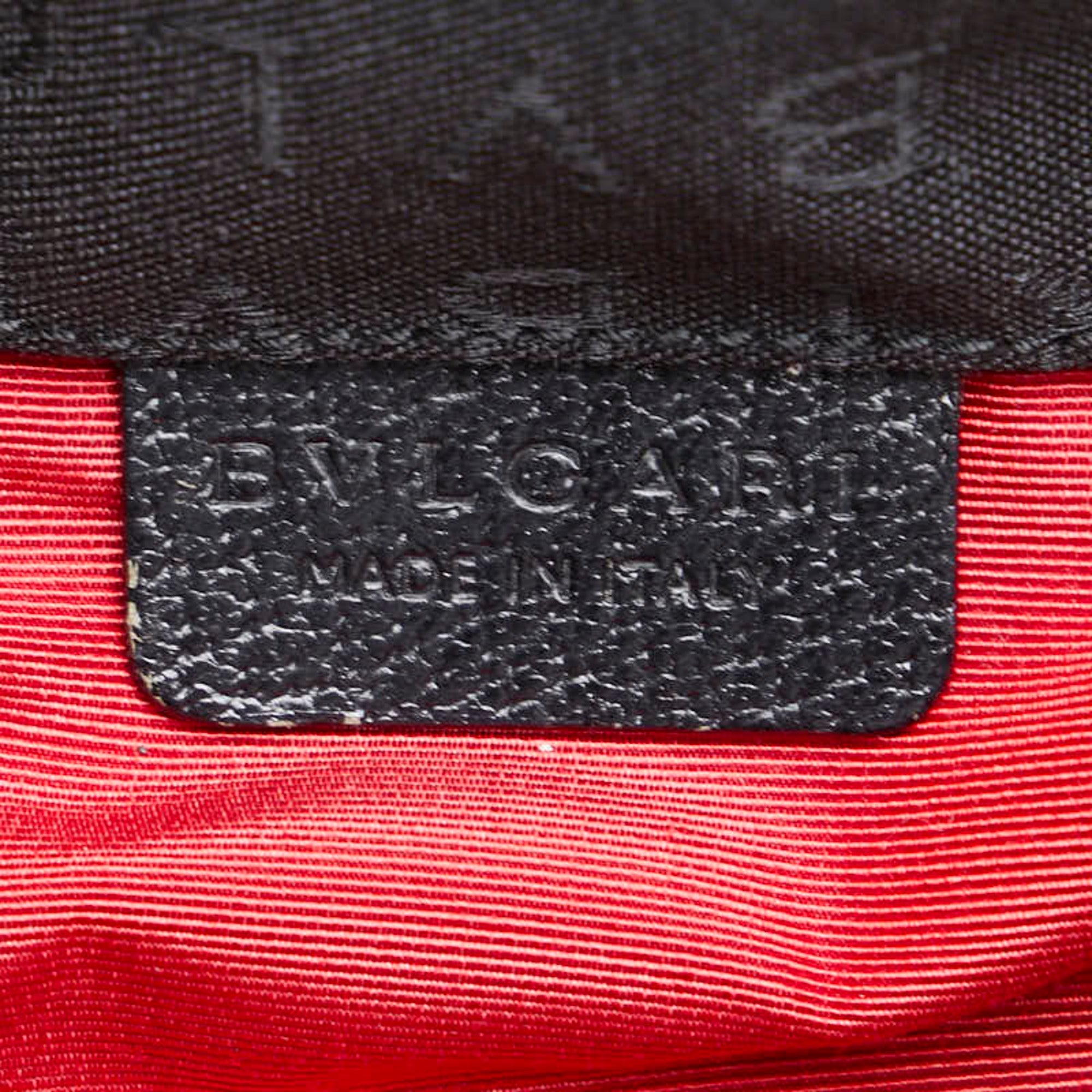 Bvlgari Logomania Black Canvas Leather Handbag Tote Bag (Pre-Owned)