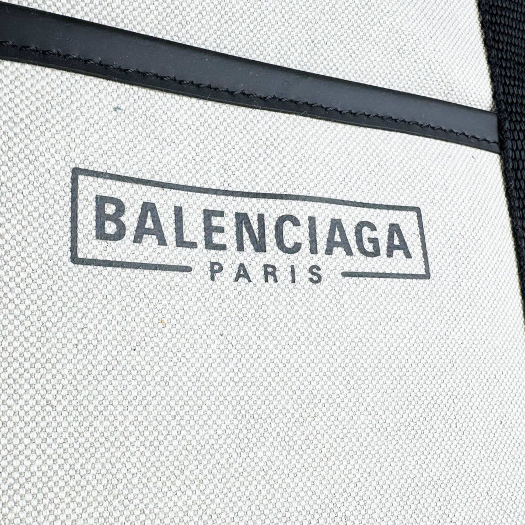 Balenciaga Black Ivory Canvas Leather Handbag (Pre-Owned)