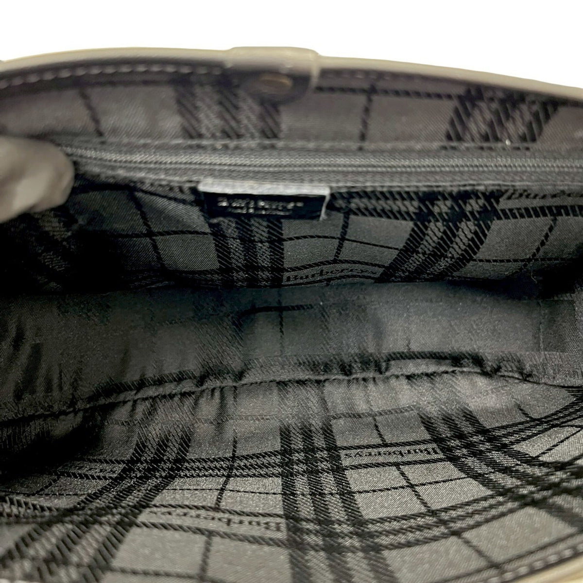Burberry Beige Black Canvas Leather Shoulder Bag (Pre-Owned)