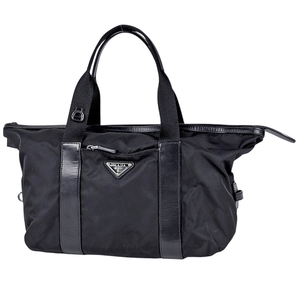 Prada Black Nylon Leather Handbag (Pre-Owned)