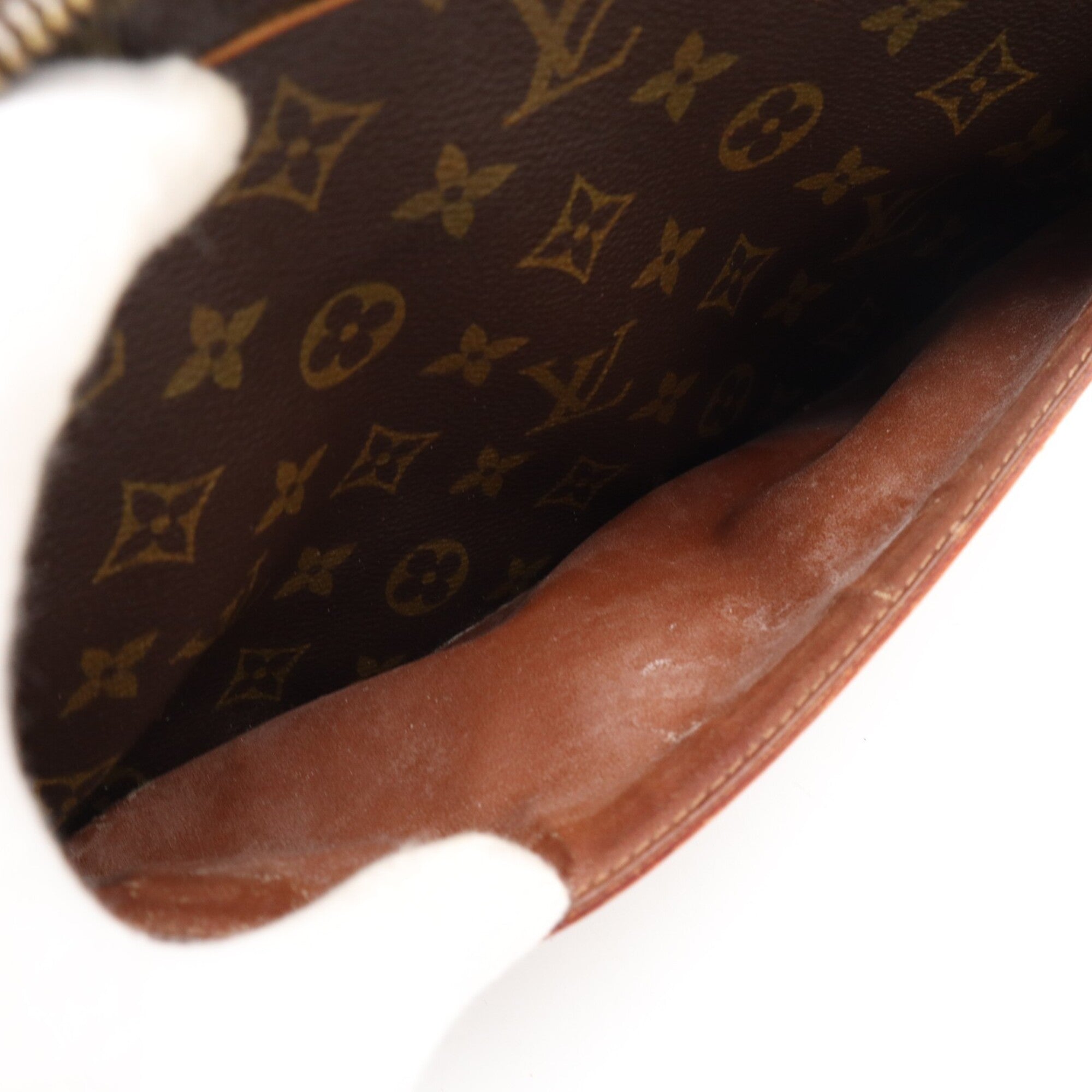 Louis Vuitton Monogram Beige Brown Coated Canvas Leather Clutch Bag (Pre-Owned)